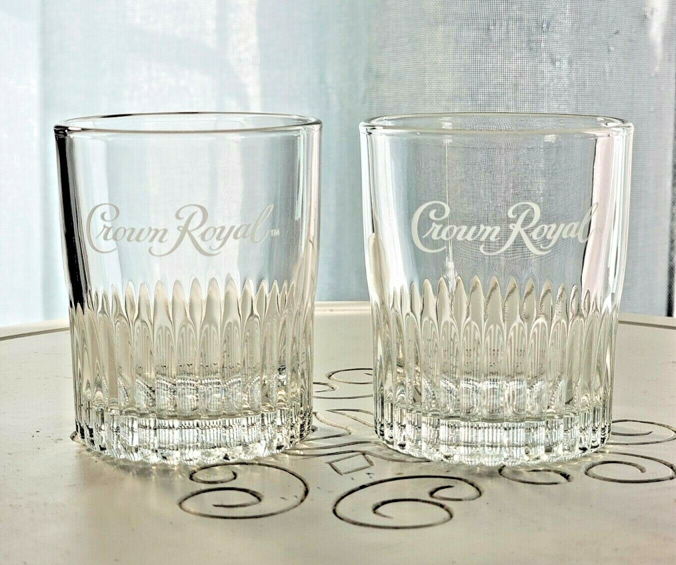2020 Crown Royal Set of 2 Limited Edition Round Rib Base Rocks Cocktail Glasses