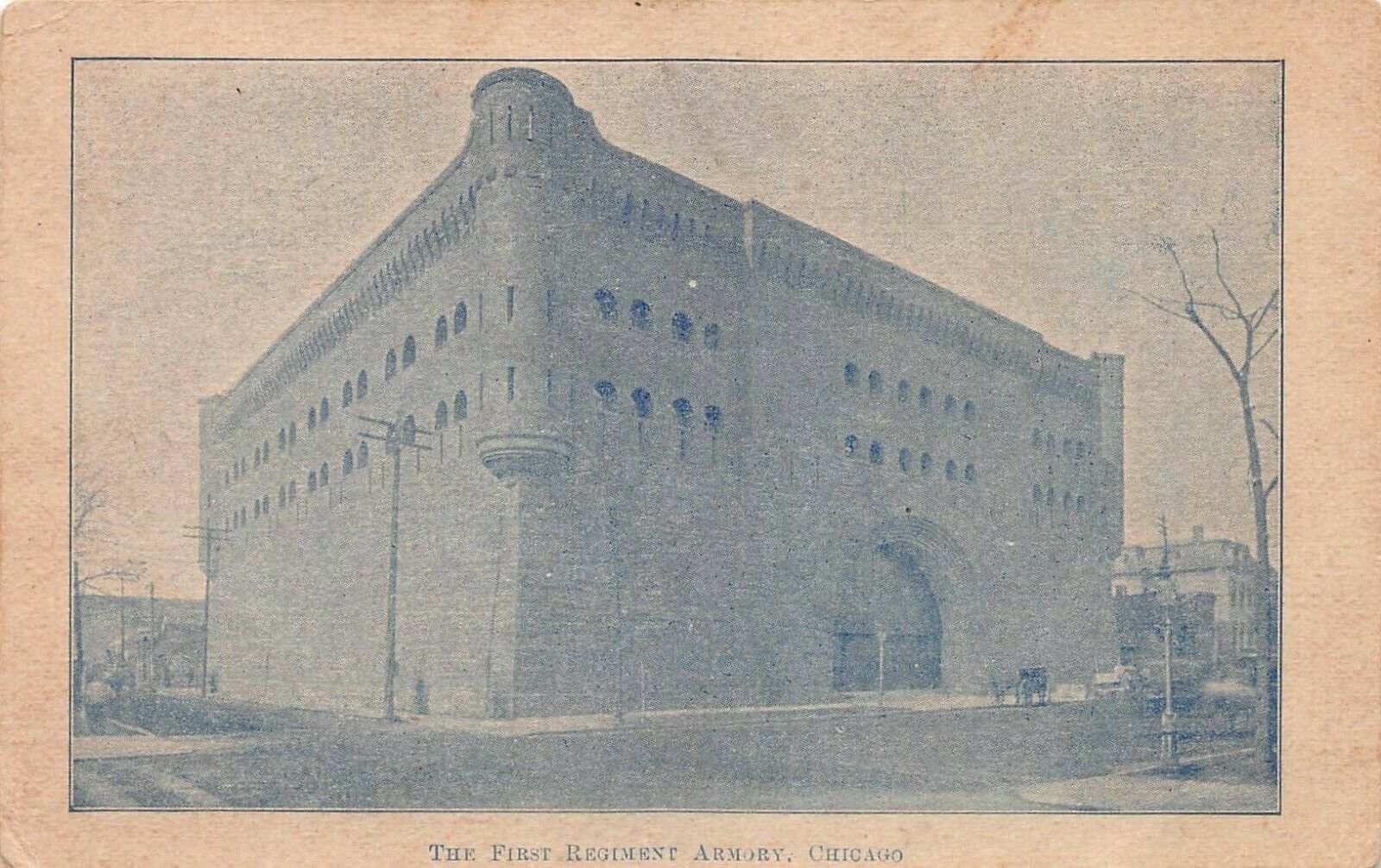 The First Regiment Armory, Chicago, IL, Early Postcard, Used in 1908
