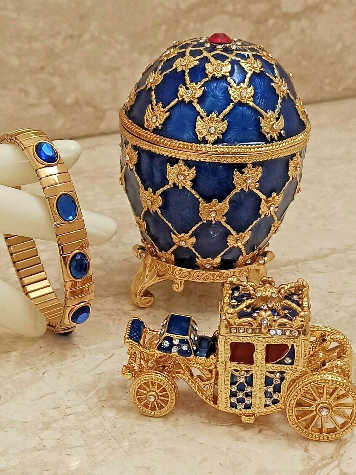Fabrege Jewelry box set Faberge egg Queens Carriage 24K GOLD gift women Fabergé