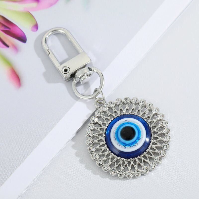 Fashion Turkish Lucky Evil Eye Crystal Keychain Keyring Women Men Charm Jewelry