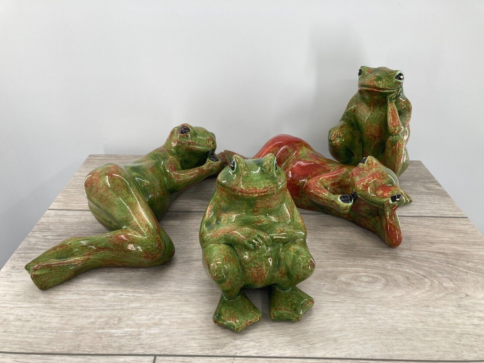 Vintage Ceramic Frogs Toads Anthropomorphic Smoking Garden Figures Arnels Like
