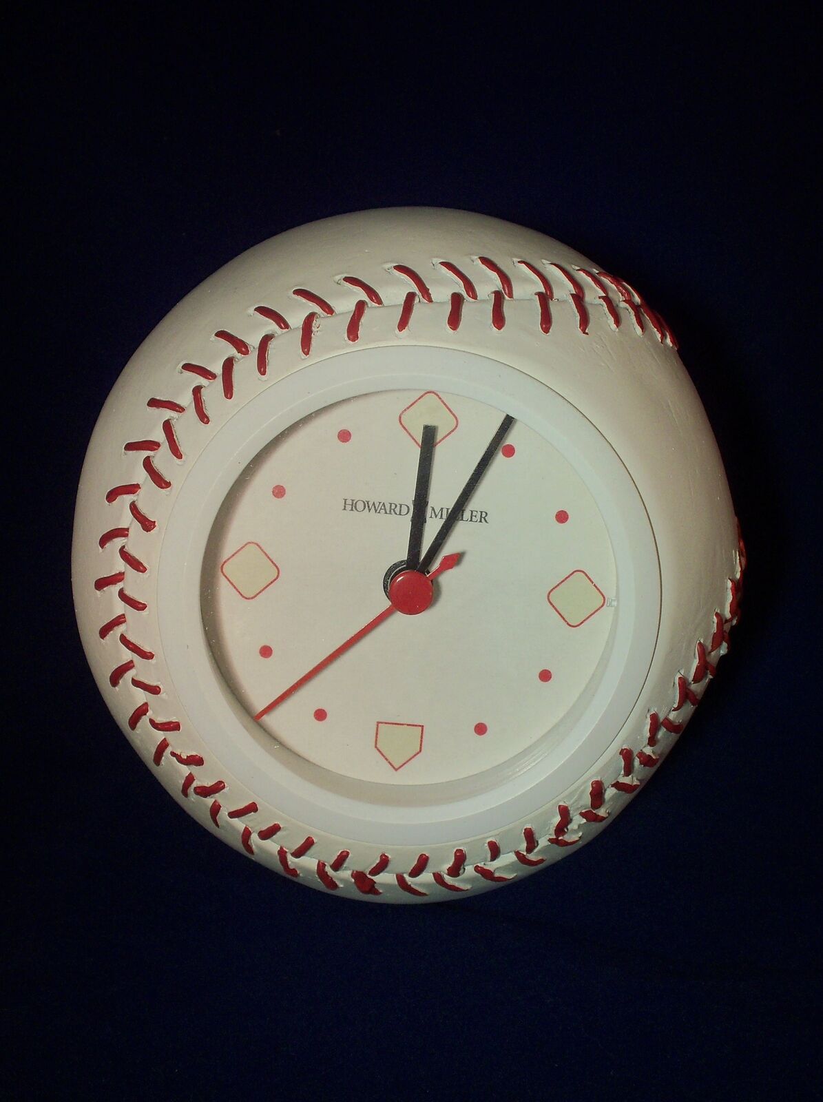 Howard Miller Polystone Baseball Shaped Table Clock #645-458 Working Battery 