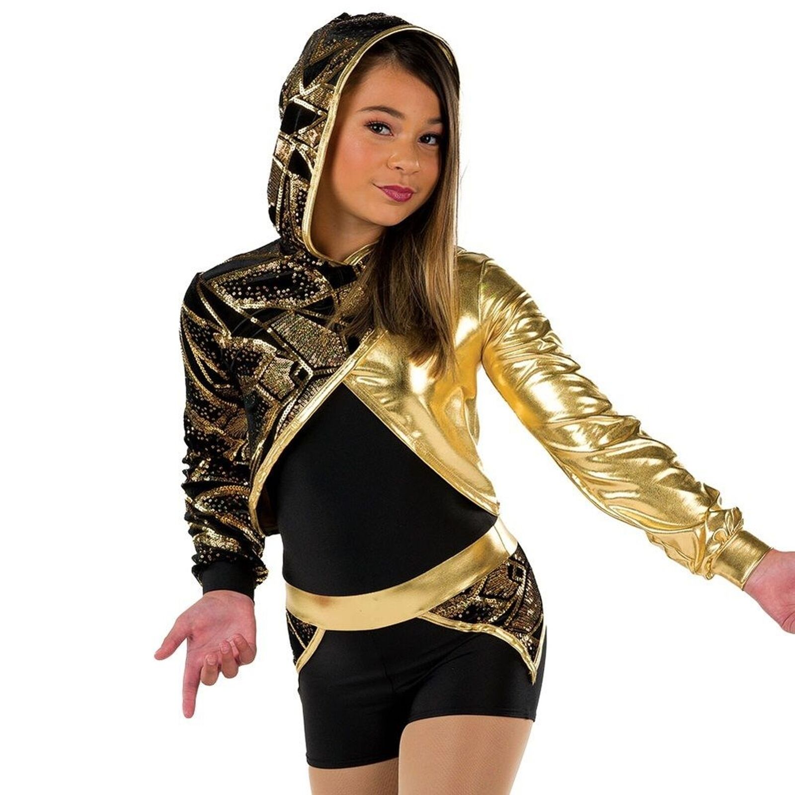 Foil Hip-Hop Gold and Black You’re An Allstar Dance Costume Size ISC (7/8)