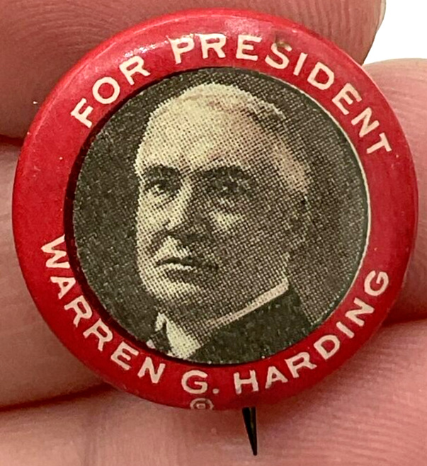 1920 Warren G. Harding for President Campaign Political Election Pinback Button