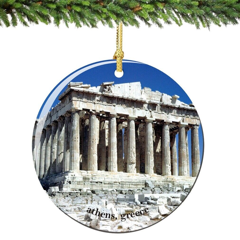 Acropolis Athens Greece Porcelain Christmas Ornament - Greek Souvenir Gift