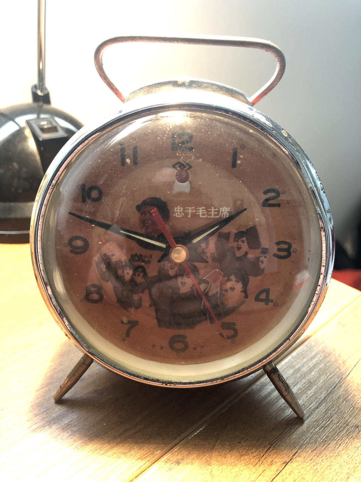 Vintage Chairman Mao China Communist Party Mechanical Metal Alarm Clock - 1950s