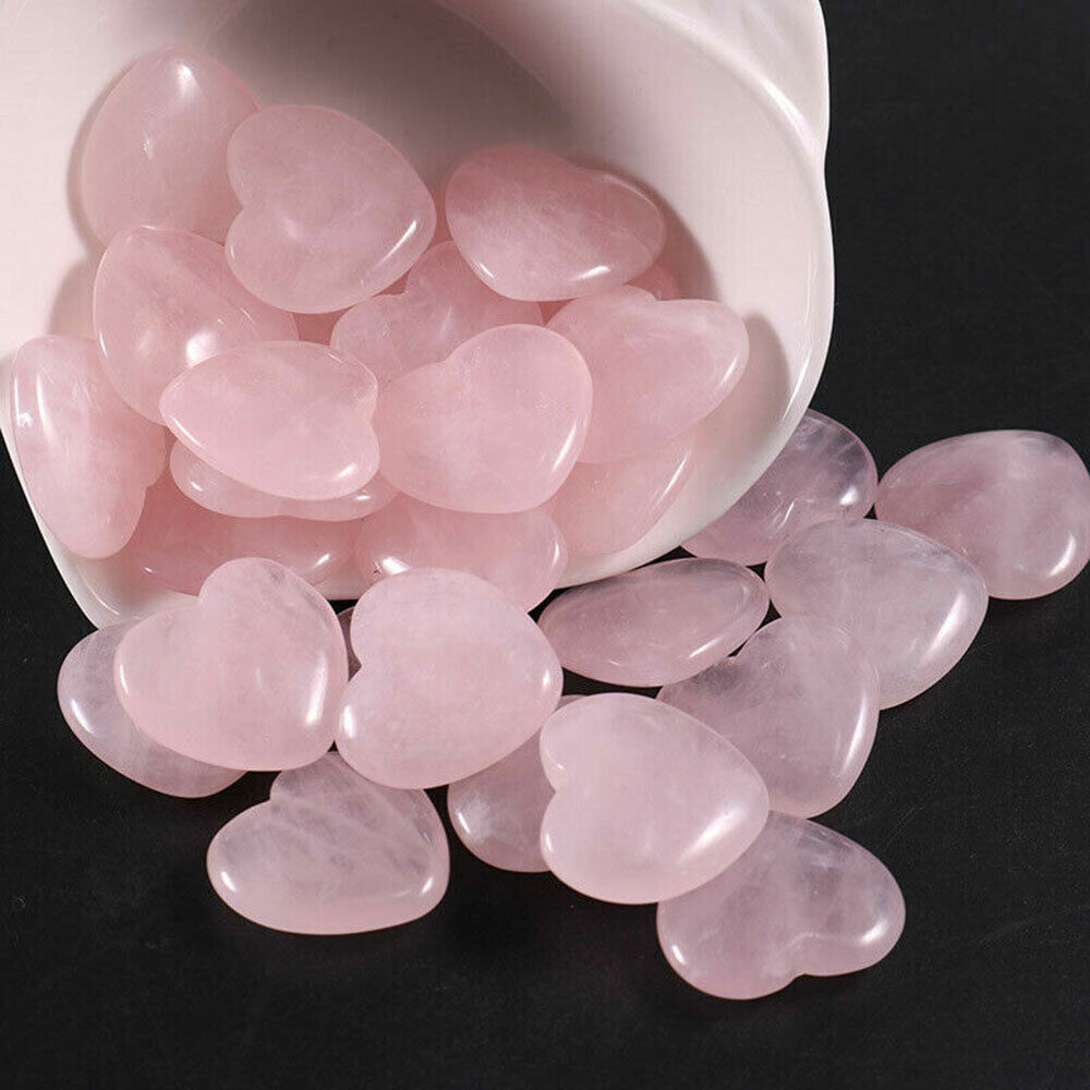 10/30/50PC 20mm*20mm*6mm Natural Rose Quartz Stones Heart Healing Crystal