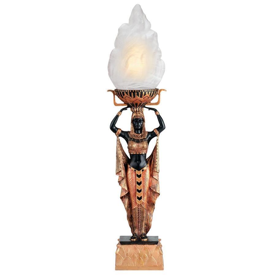1920s Egyptian Revival Style Antique Replica Gallery Desk Table Torch Lamp