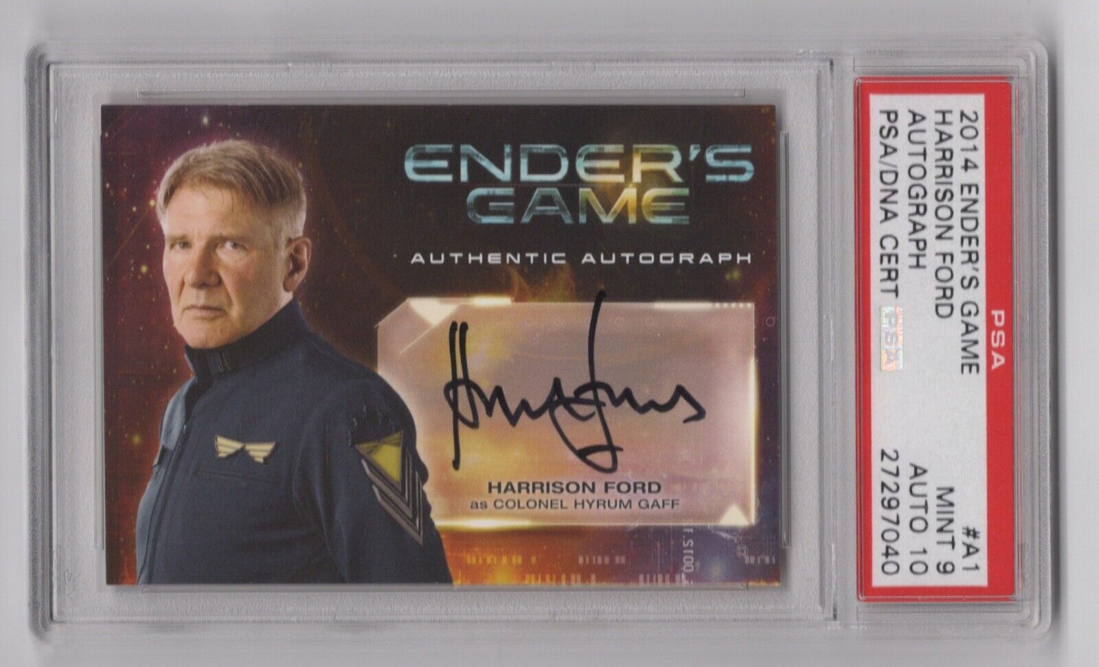 Harrison Ford as Hyrum Gaff ENDER'S GAME Autograph Card PSA 9 Mint 10 Auto A1