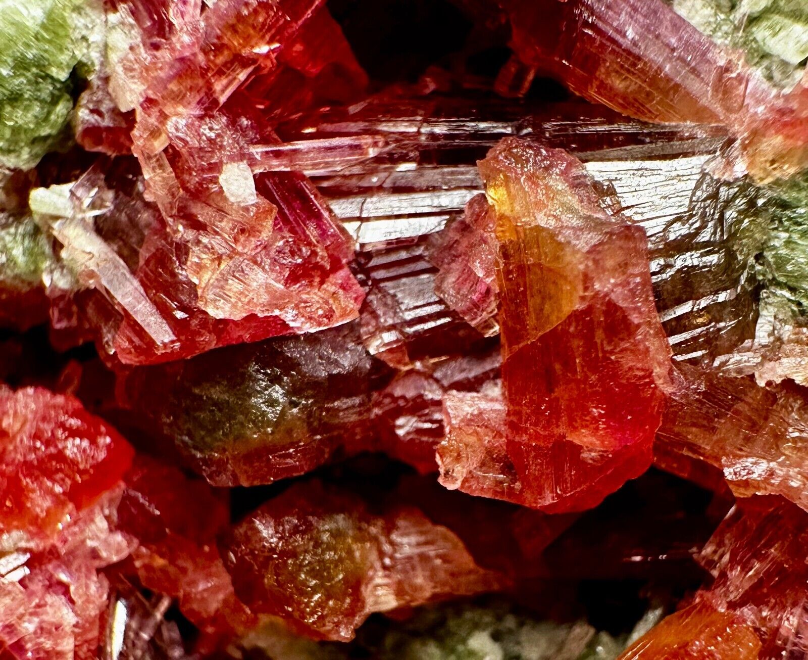 107 Gm Ultra Rare Top Red Clinozoisite Crystals Cluster On Epidote Specimen @AFG
