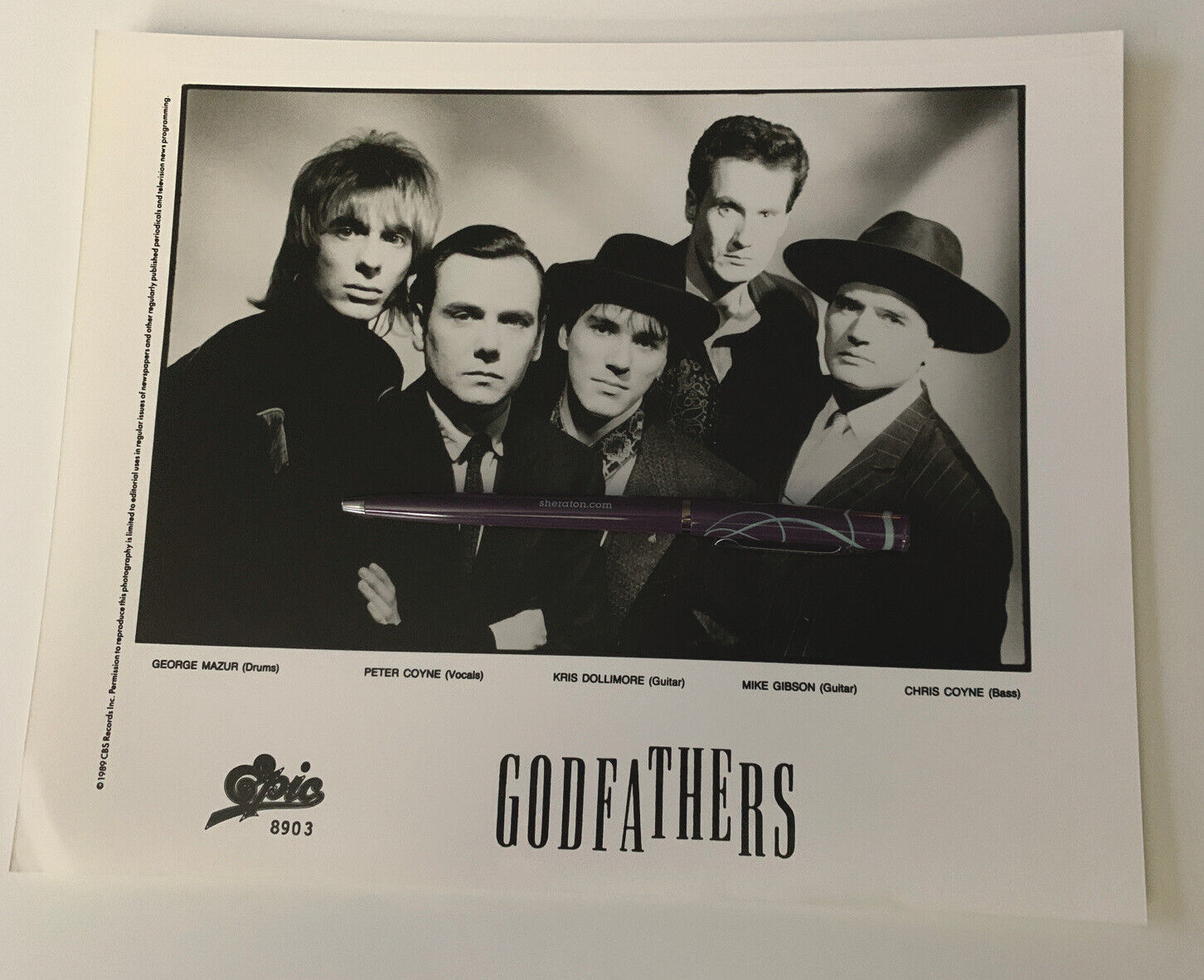 1989 THE GODFATHERS Publicity Press 8x10 B&W Matte Photo New Wave Band Epic 😎