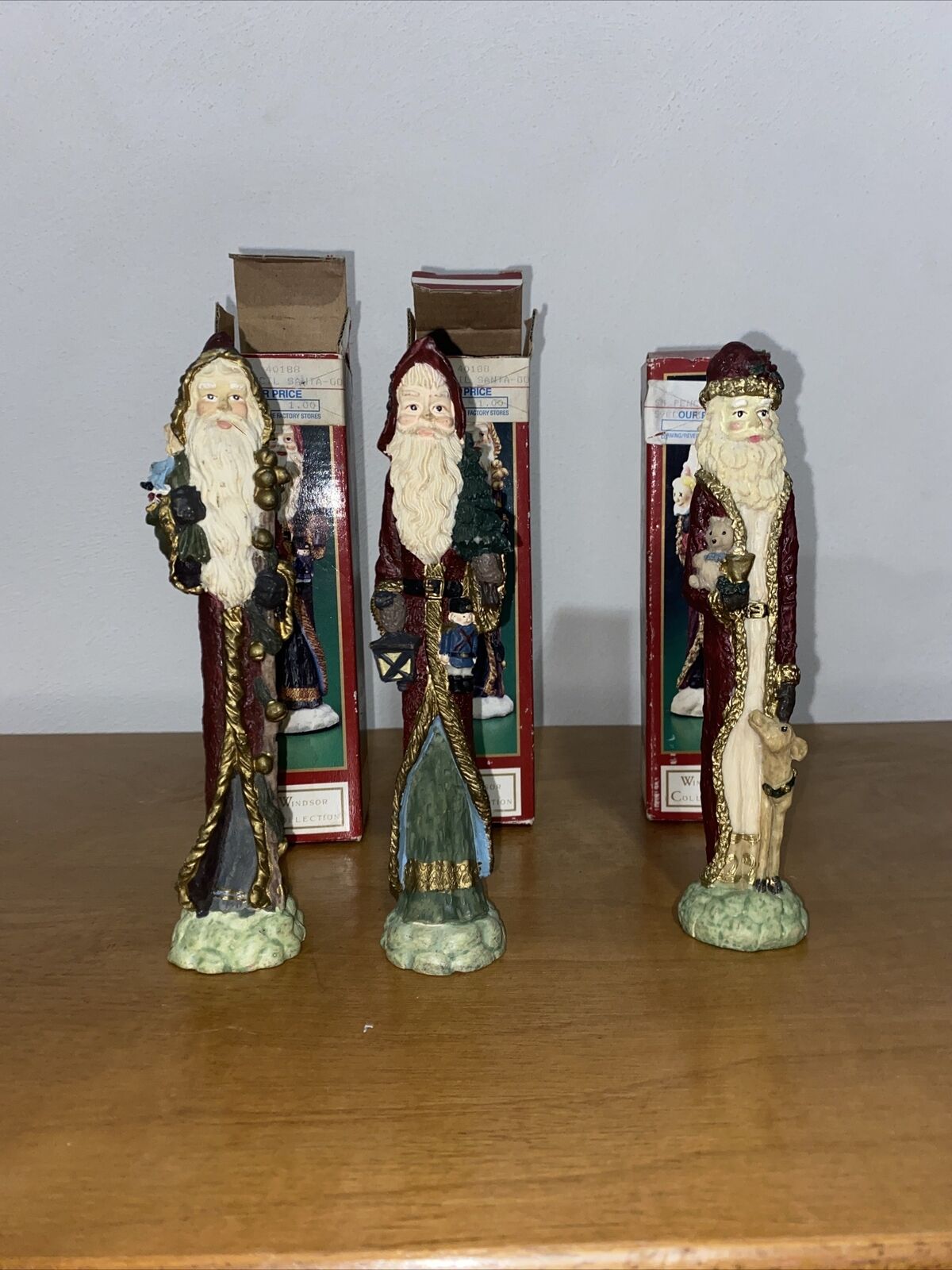 Vintage WINDSOR COLLECTION Pencil SANTA Set Of 3 Christmas Decorations