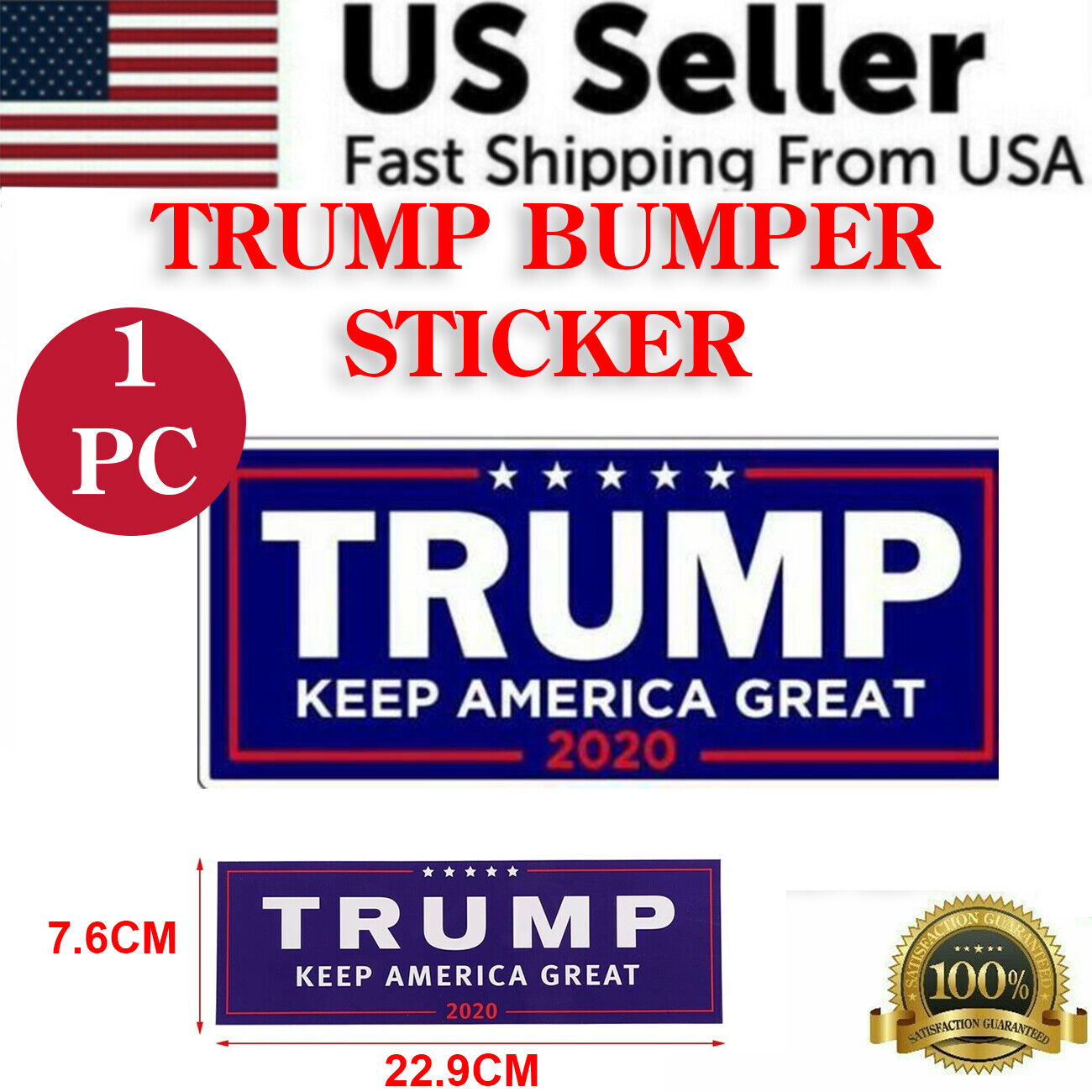 1 PC Trump Bumper Sticker 2020 President Campaign Keep America Great MAGA Decal