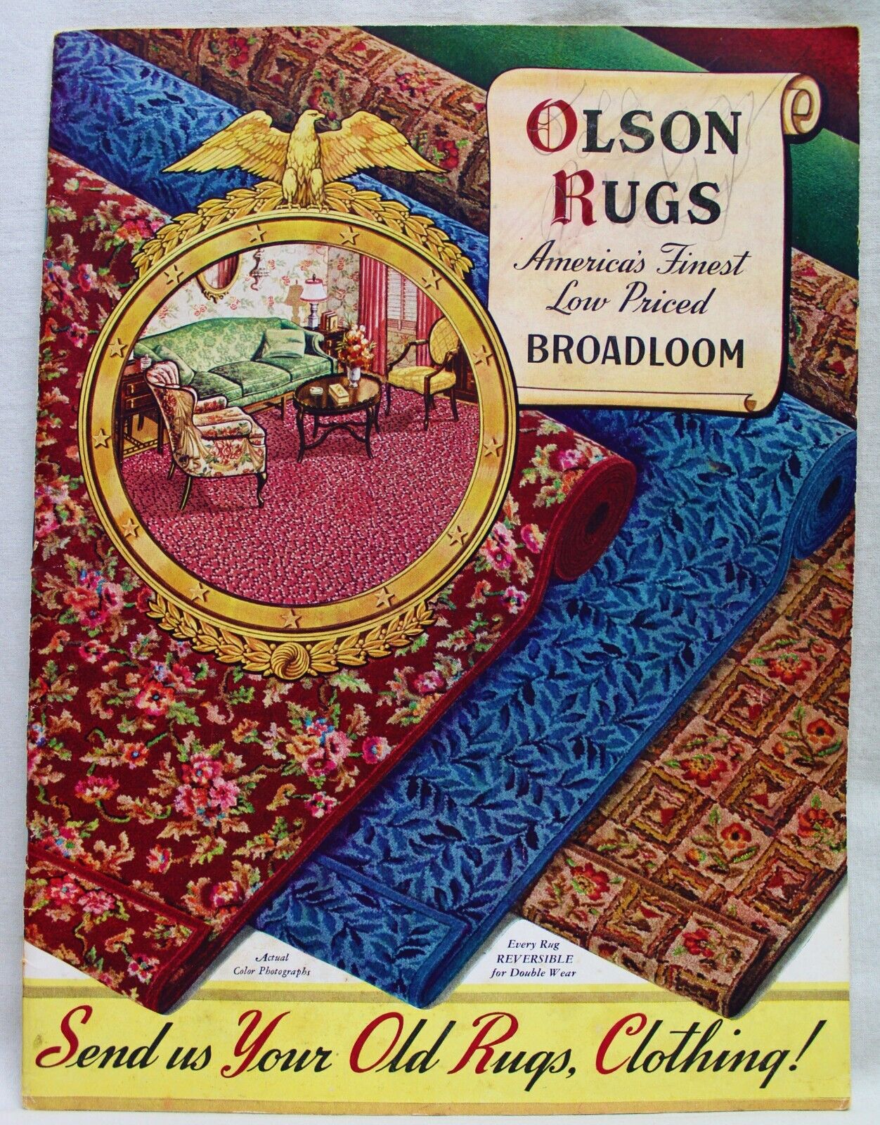 OLSON RUG COMPANY ADVERTISING SALES CATALOG OF BROADLOOM CARPETS 1935 VINTAGE