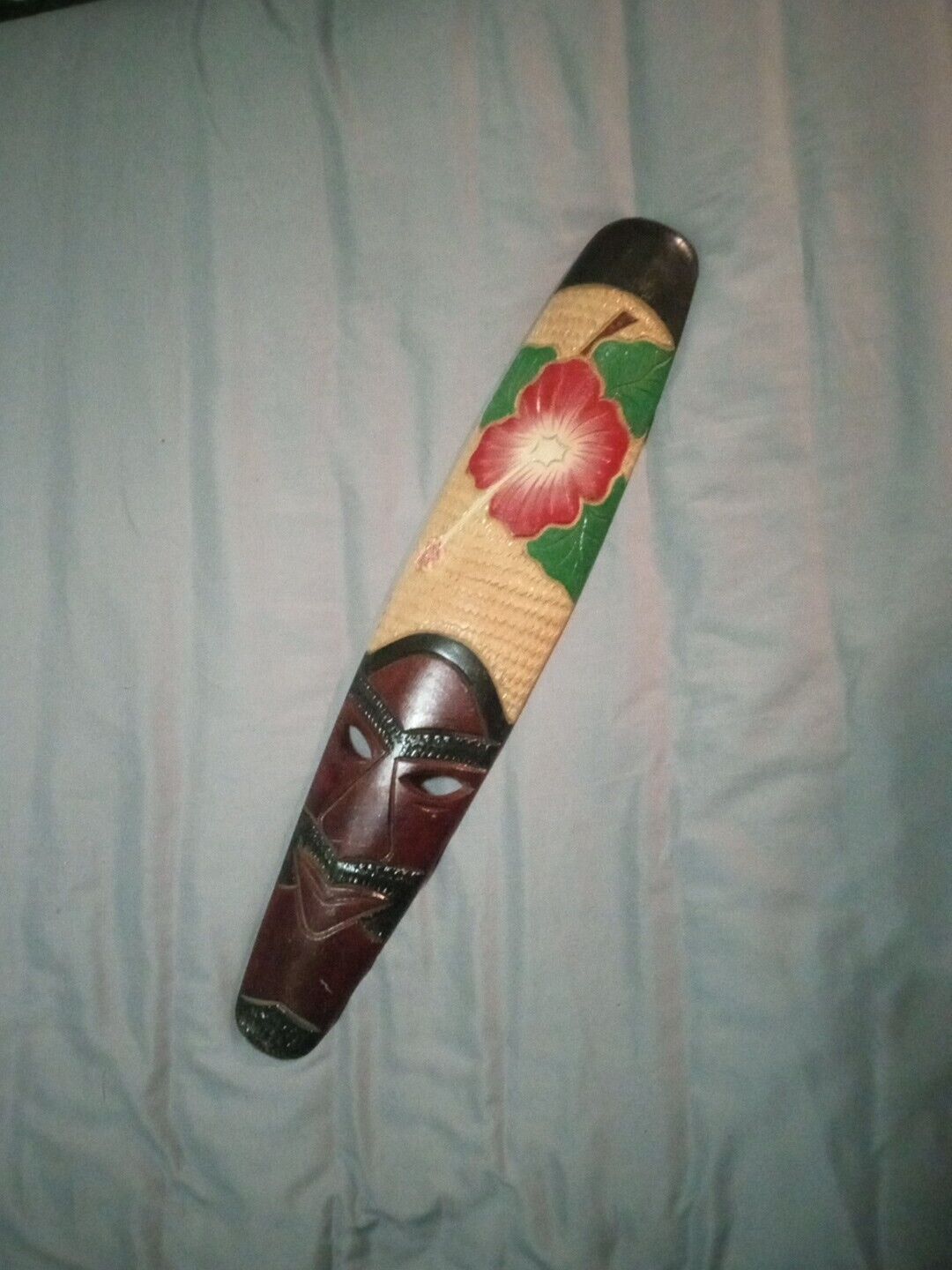 Hand Carved Wooden Flower Jamaica Mask 22in By 5in Unique Beautifully Made Rare 