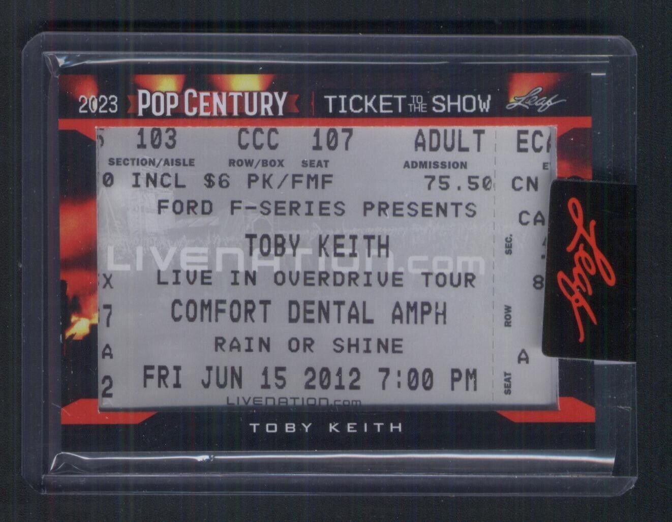 2023 Leaf Metal Pop Century Toby Keith Ticket to the Show relic