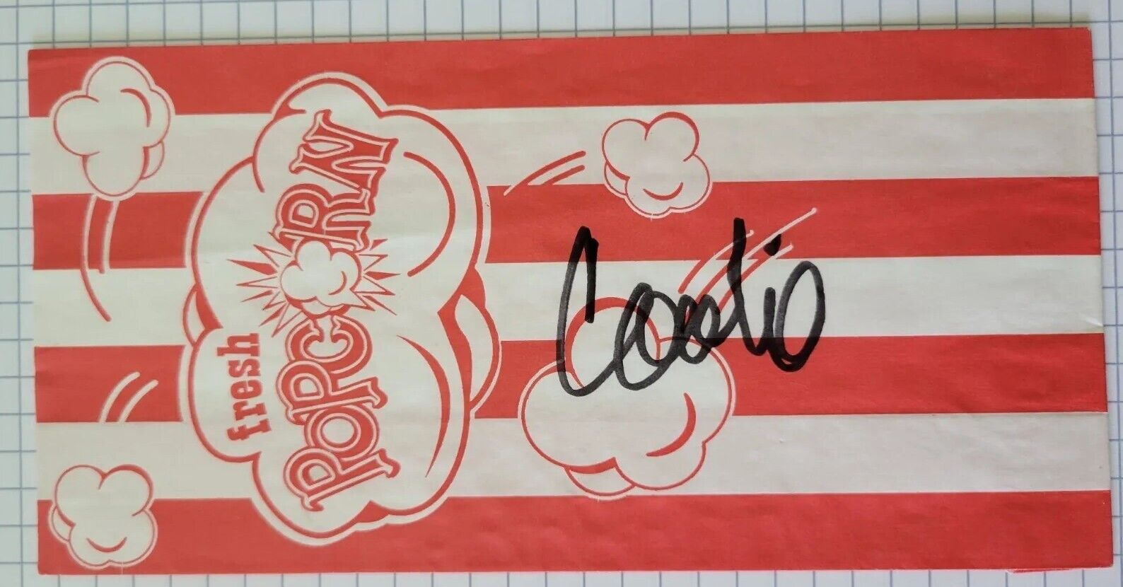 Coolio Hand Signed Popcorn Bag signed with Black Sharpie 7\