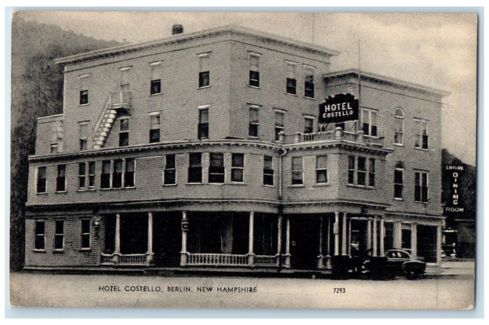 1957 Hotel Costello Exterior Building Berlin New Hampshire NH Vintage Postcard