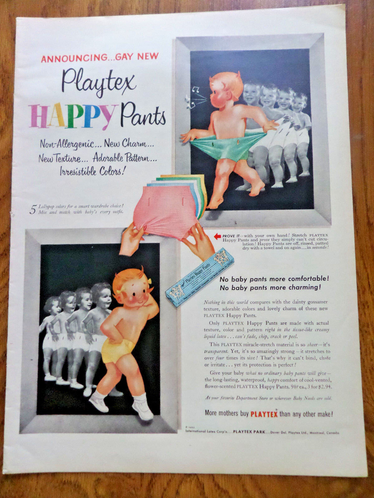 1953 F. W. Woolworth's Co Ad Array of Toiletries 1953 Playtex Hapy Pants Ad