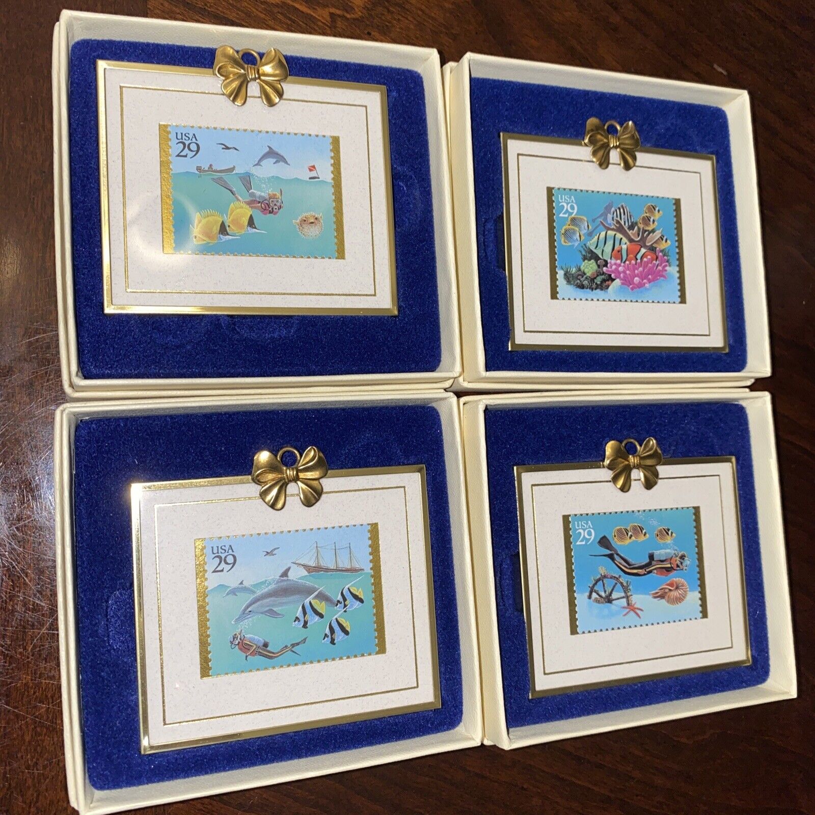 Limited Edition Stamps Framed By Hanford Heirlooms Wonders of the sea lot of 4
