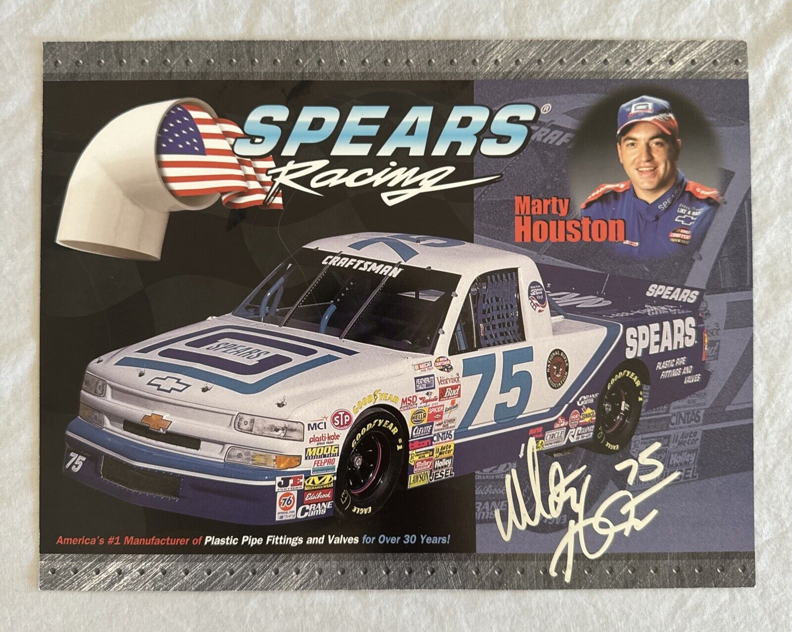 2000 Marty Houston #75 Spears Pipe - NASCAR Craftsman Truck Hero Card Handout