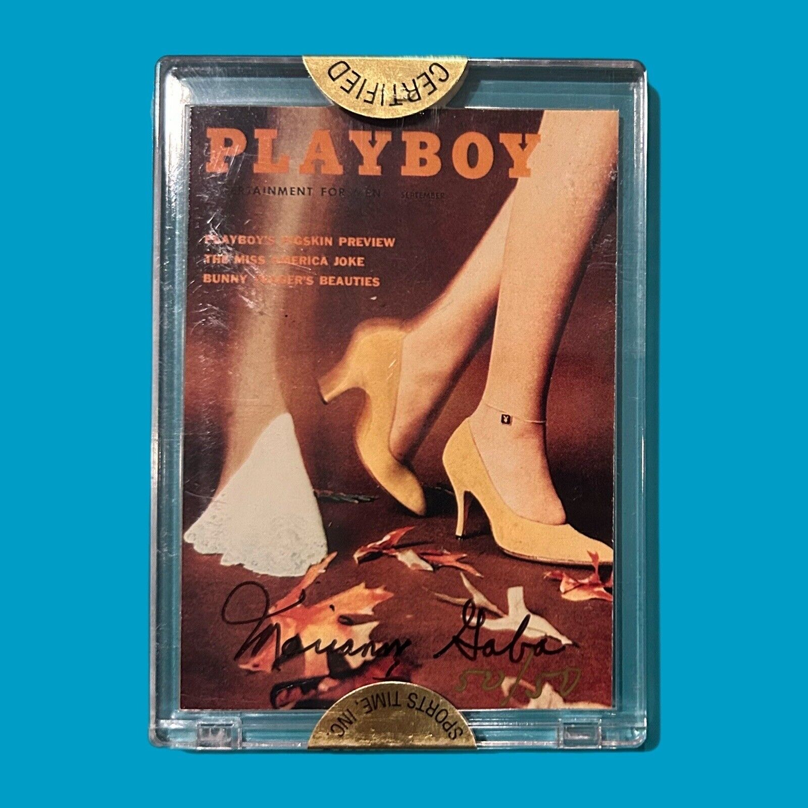 1997 Playboy Miss September 1959 - Marianne Gaba - Trading Card Signed 50/50