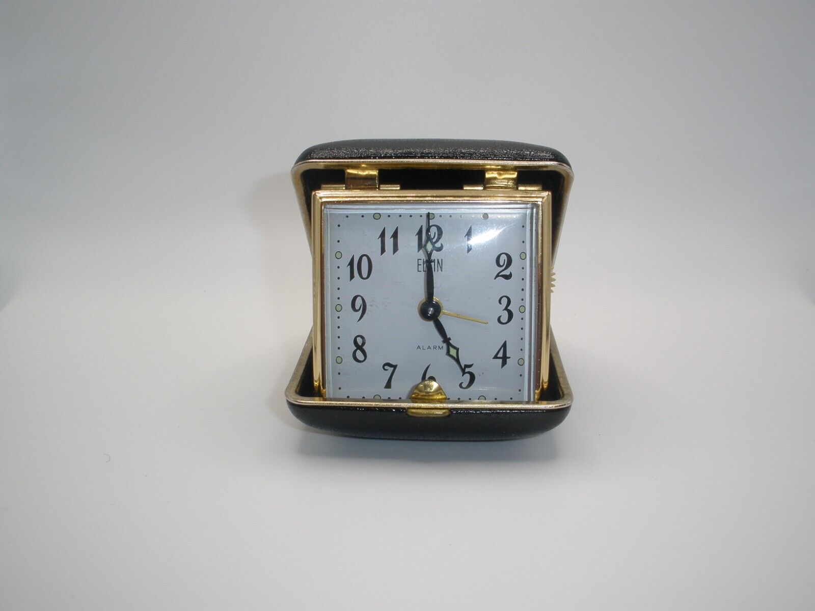 Vintage ELGIN Travel Folding Alarm Clock Manual Winding - Made in Japan