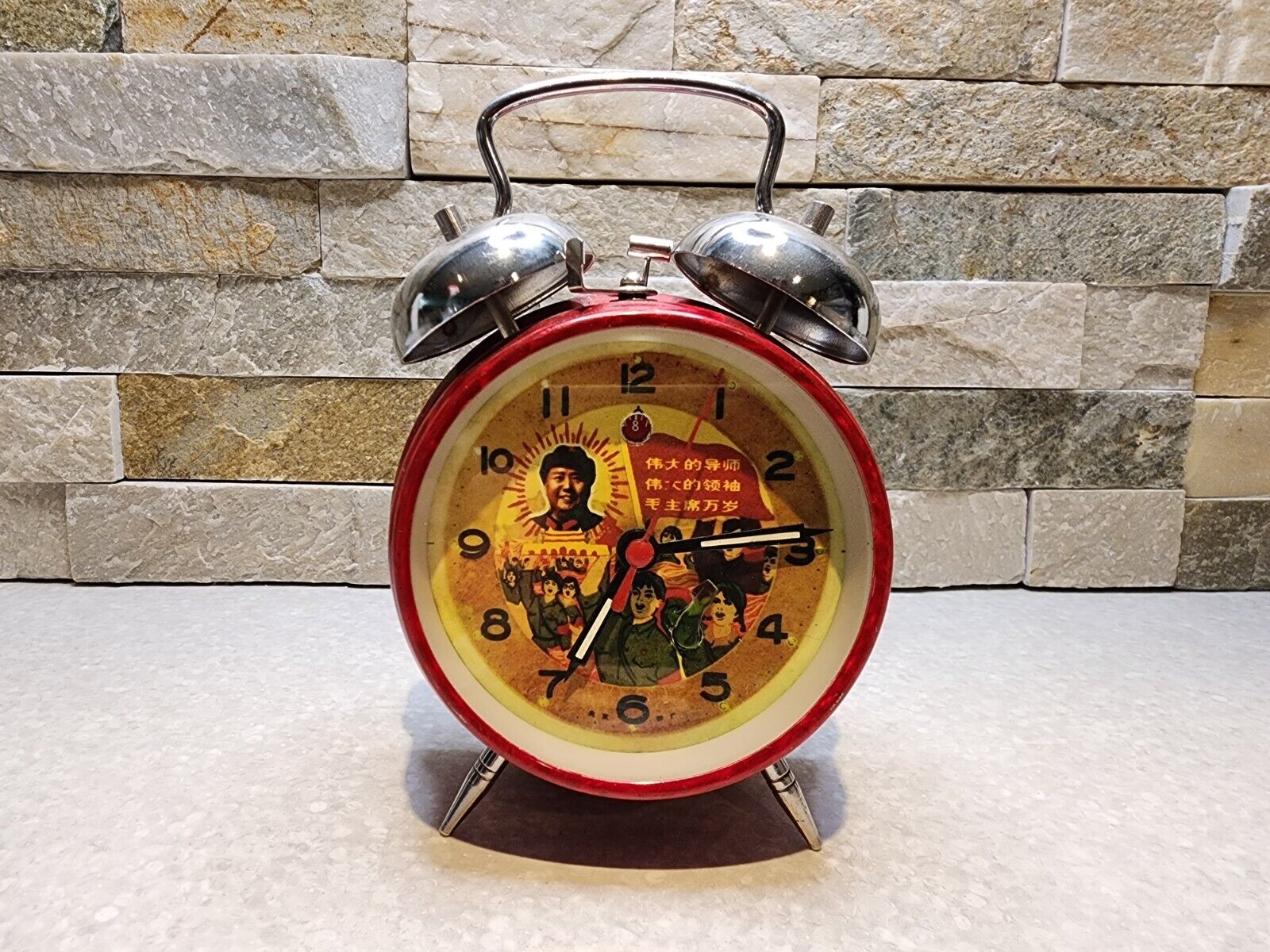 Vintage Chairman Mao Wind-Up Alarm Clock Waving Arm Working China TESTED WORKING
