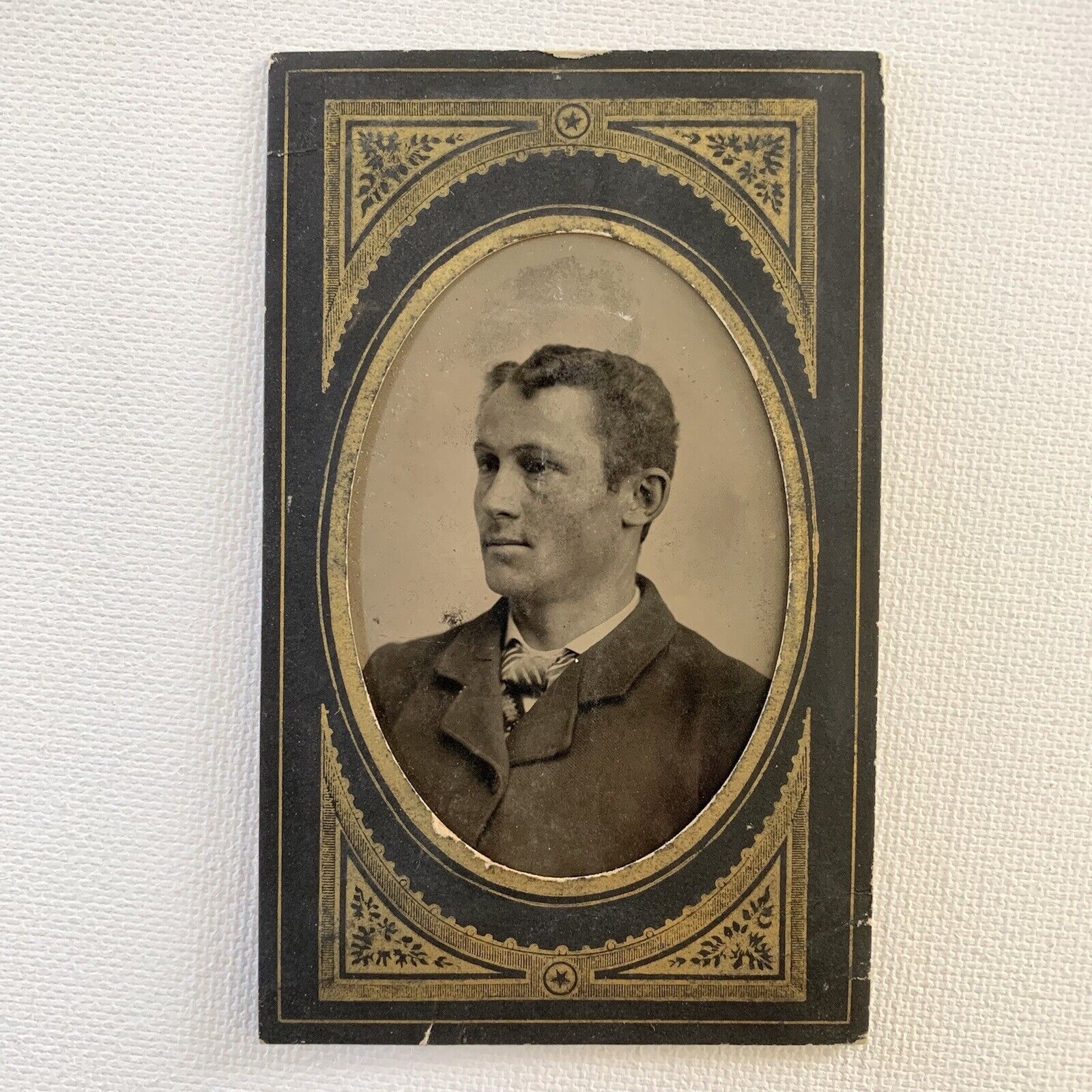Antique Tintype Photograph Handsome Young Man Canton IL ID Geo Mills