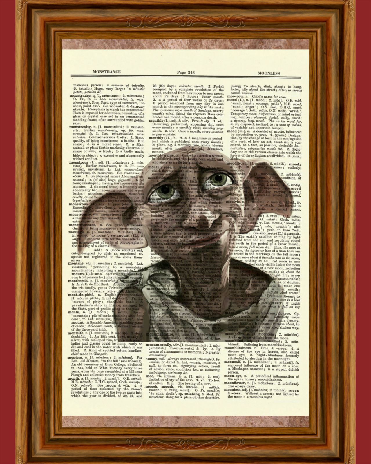 Dobby Harry Potter Dictionary Art Picture Poster Upcycled Vintage Book Gift