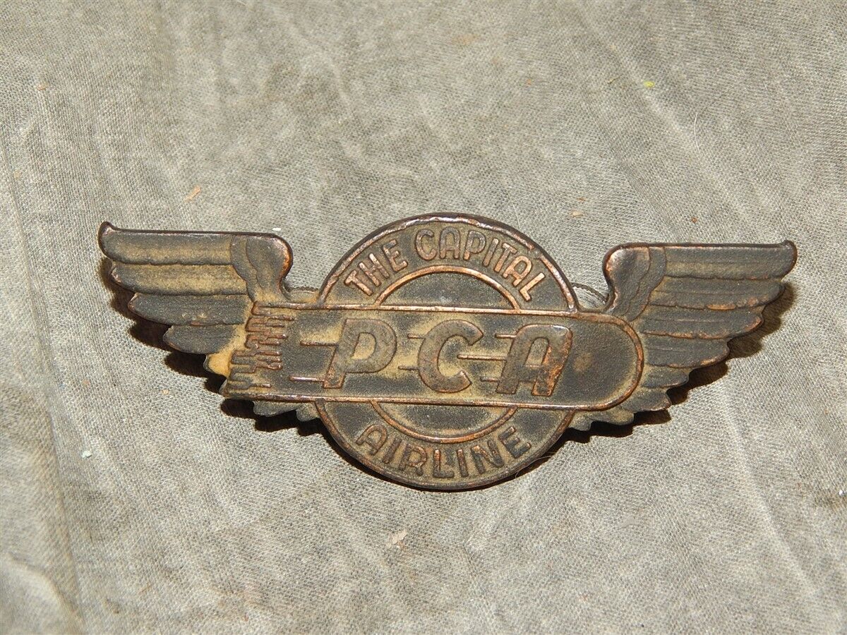 PENNSYLVANIA CENTRAL AIRLINES PCA THE CAPITAL AIRLINE 1940'S HAT BADGE