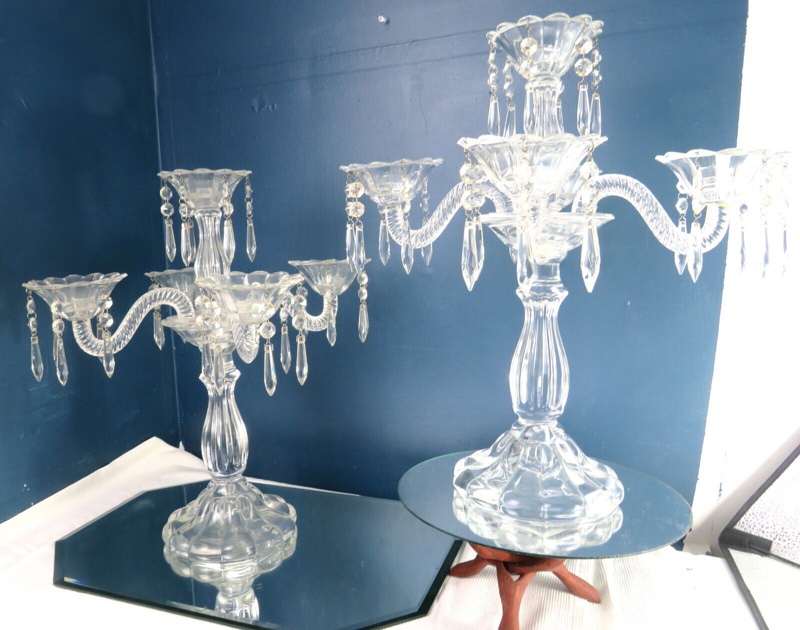 STUNNING AND BEAUTIFUL PAIR OF 5 LITE CRYSTAL CANDLELABRA'S