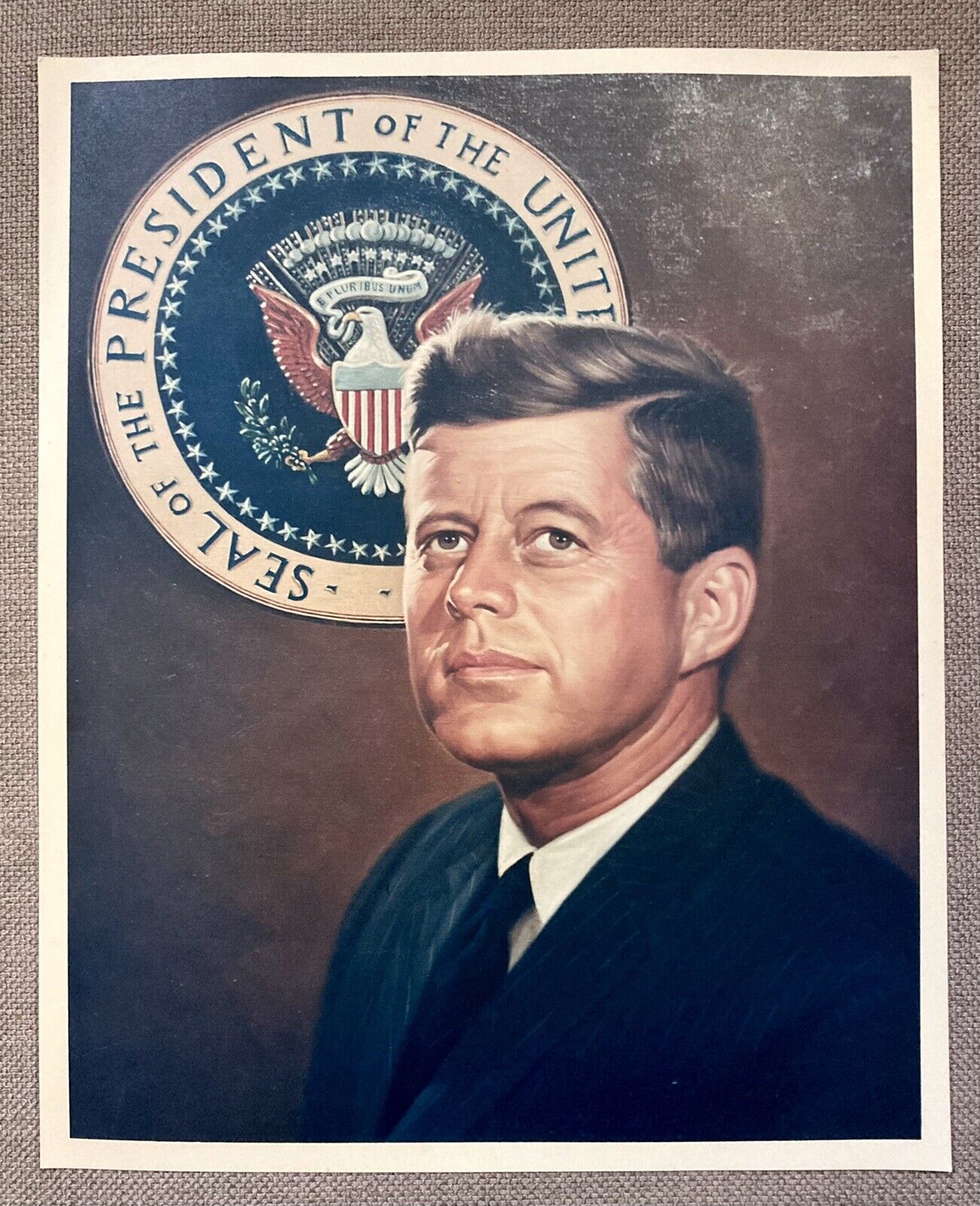 Vintage President John F Kennedy Official Color Portrait Photo Picture Kodak