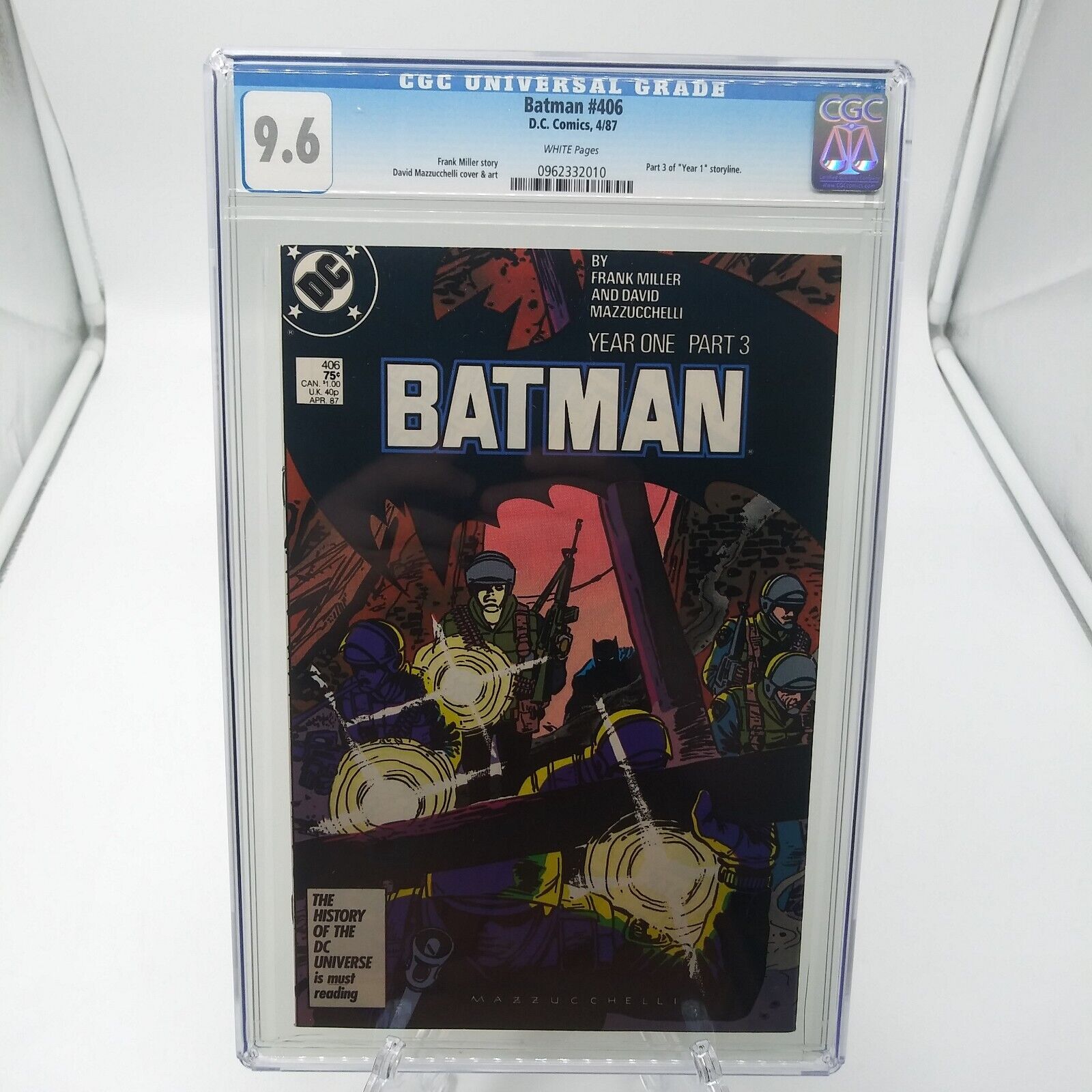 BATMAN #406 YEAR 1 PART 3 DC COMICS 1987 MILLER STORY CGC 9.6 GRADED White Pages
