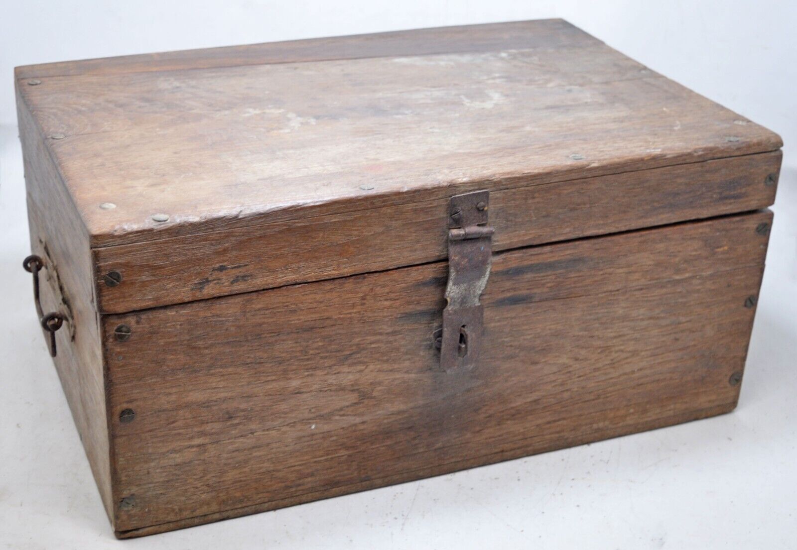 Antique Wooden Large Merchants Cash Chest Box Original Old Hand Crafted