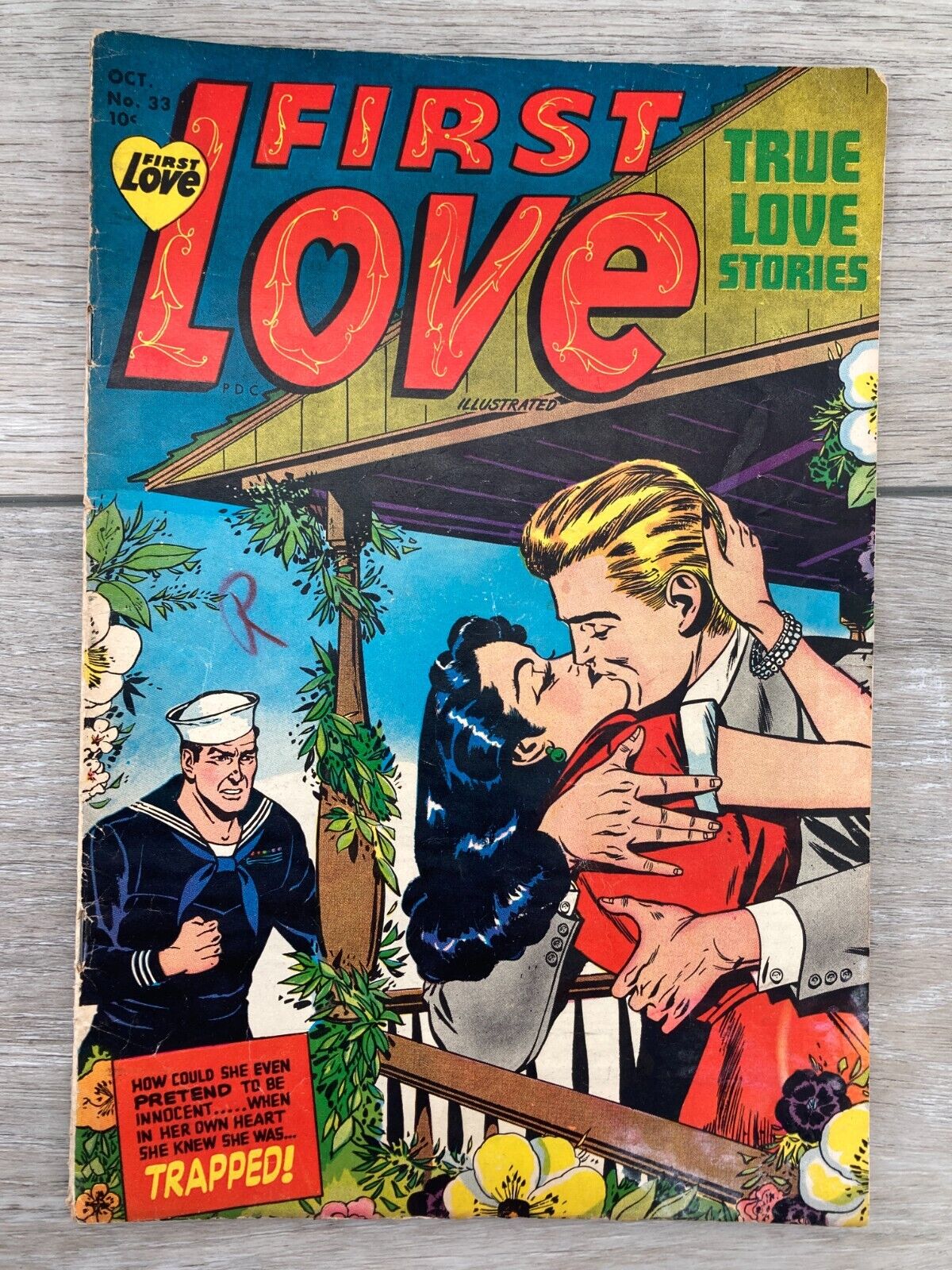 1953 First Love Illustrated True Love US Jealous Sailor 10 Cent Comic Book Color