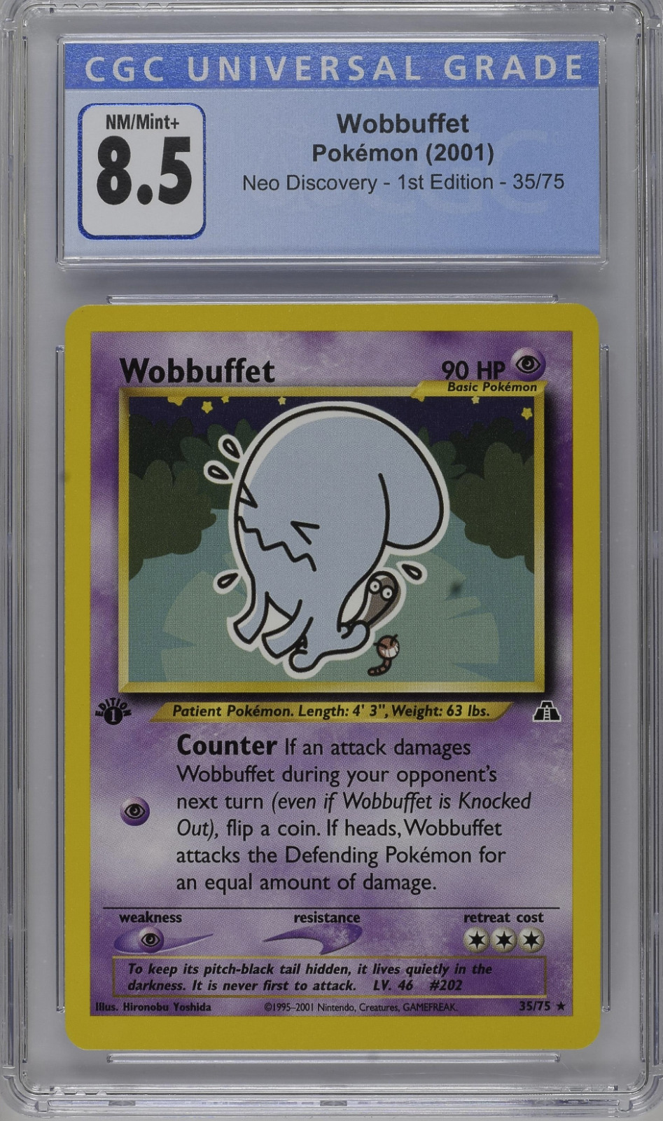Wobbuffet Rare 1st Edition Pokemon Card Neo Discovery 35/75 