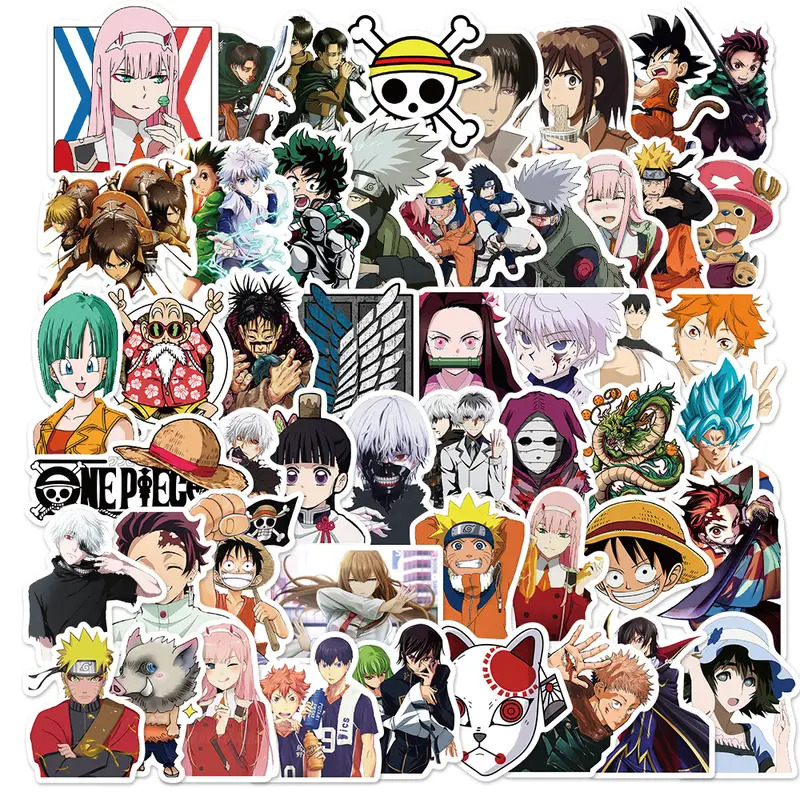 50 Mixed Demon Slayer Naruto One Piece Dragon Ball Z Anime Stickers Vinyl Decals
