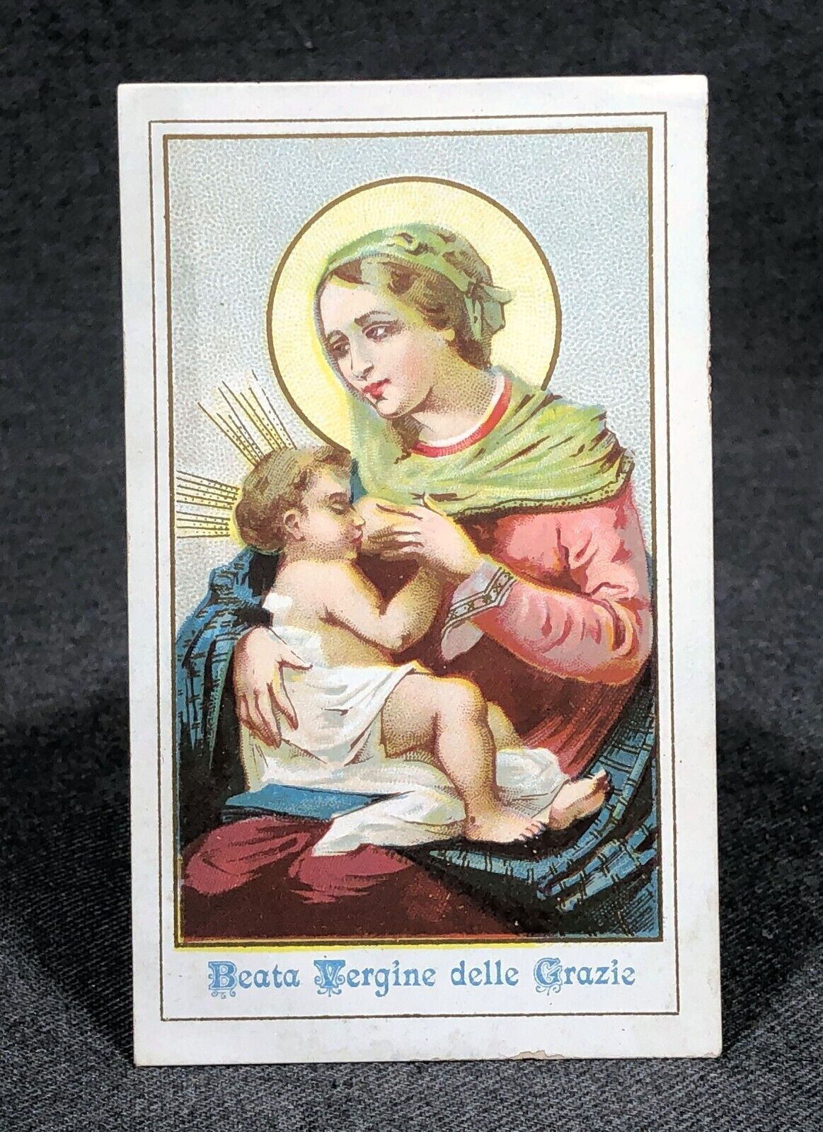 Rare Beata Vergine delle Grazie Religious Prayer Card Nursing Madonna with Jesus
