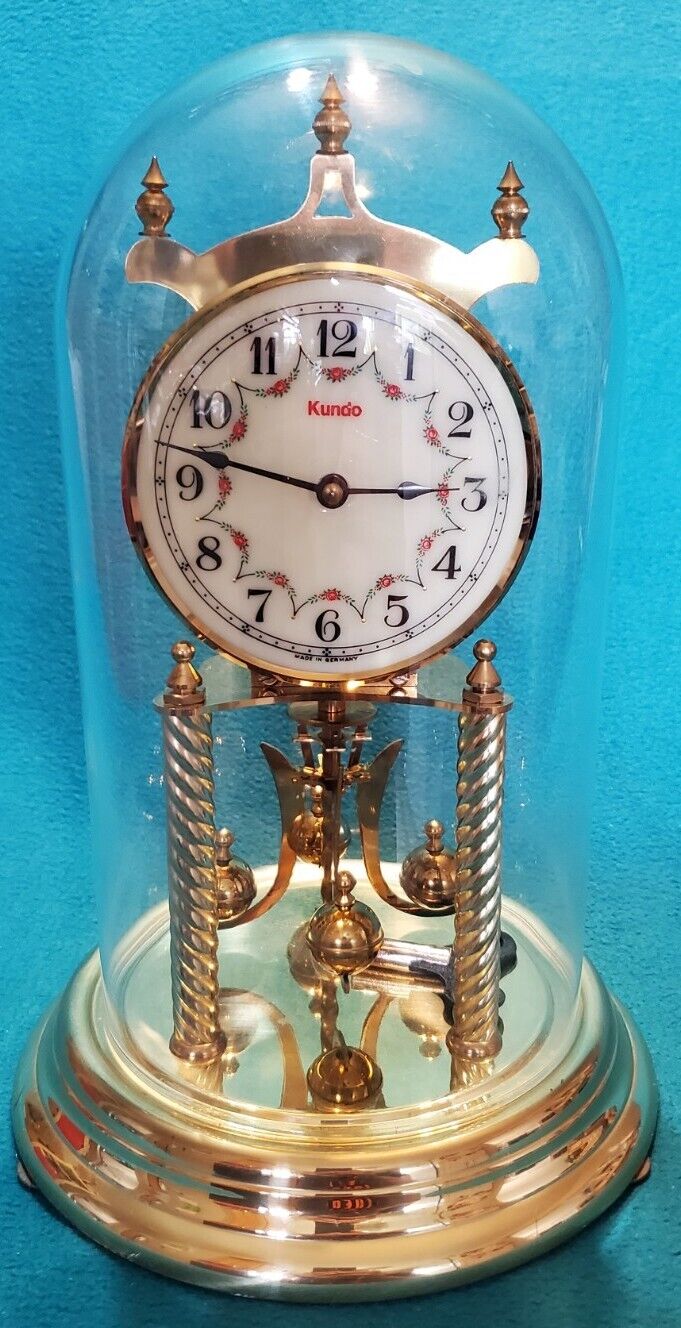  Kundo Anniversary Clock GLASS DOME KIENINGER  OBERFELL KEY. 11.5\