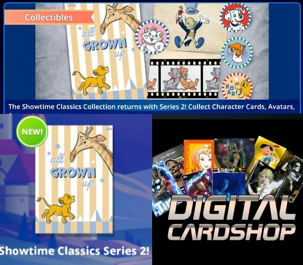 Topps Disney Collect Showtime Classics Series 2 - 38 Cards Film Strip, Showtime+