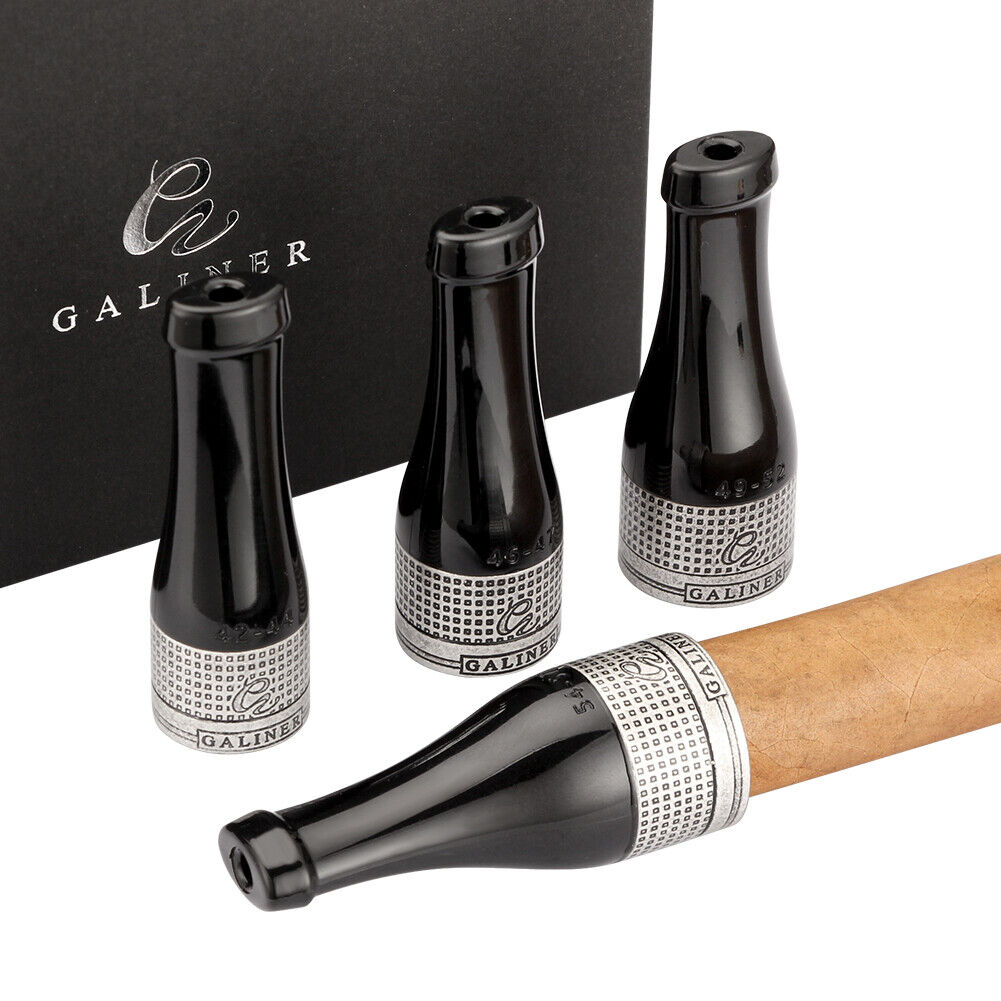 Galiner Pure Copper Resin Cigar Pipe Holder Set 4 Sizes Mouthpiece Gift Box