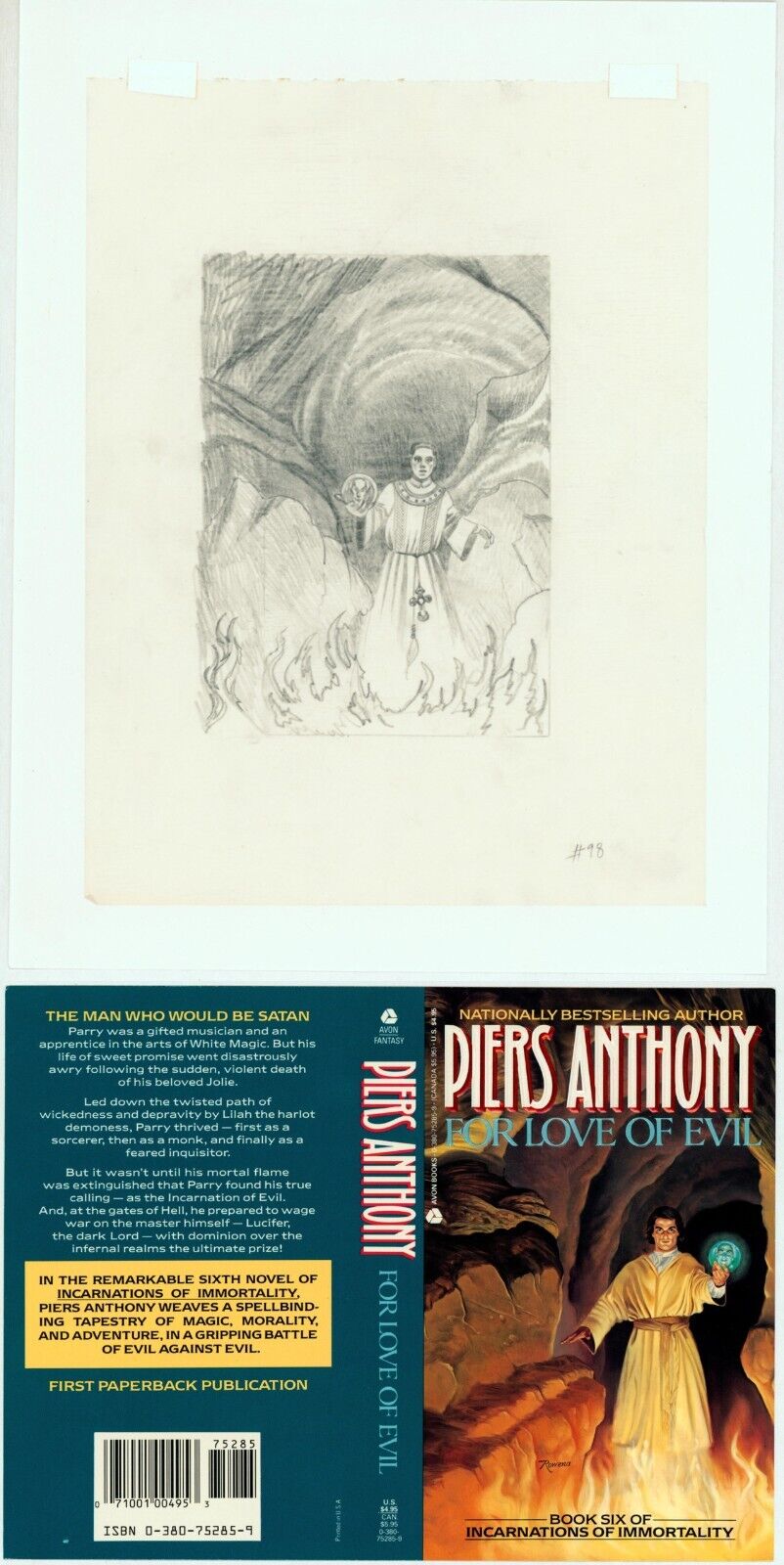 Rowena Morrill Original Art Prelim ~ Piers Anthony For Love of Evil Book Cover