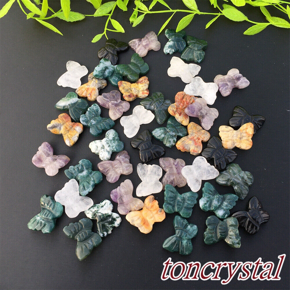 50pc wholesale Mix Natural Quartz Crystal butterfly Carved mini crystal skull