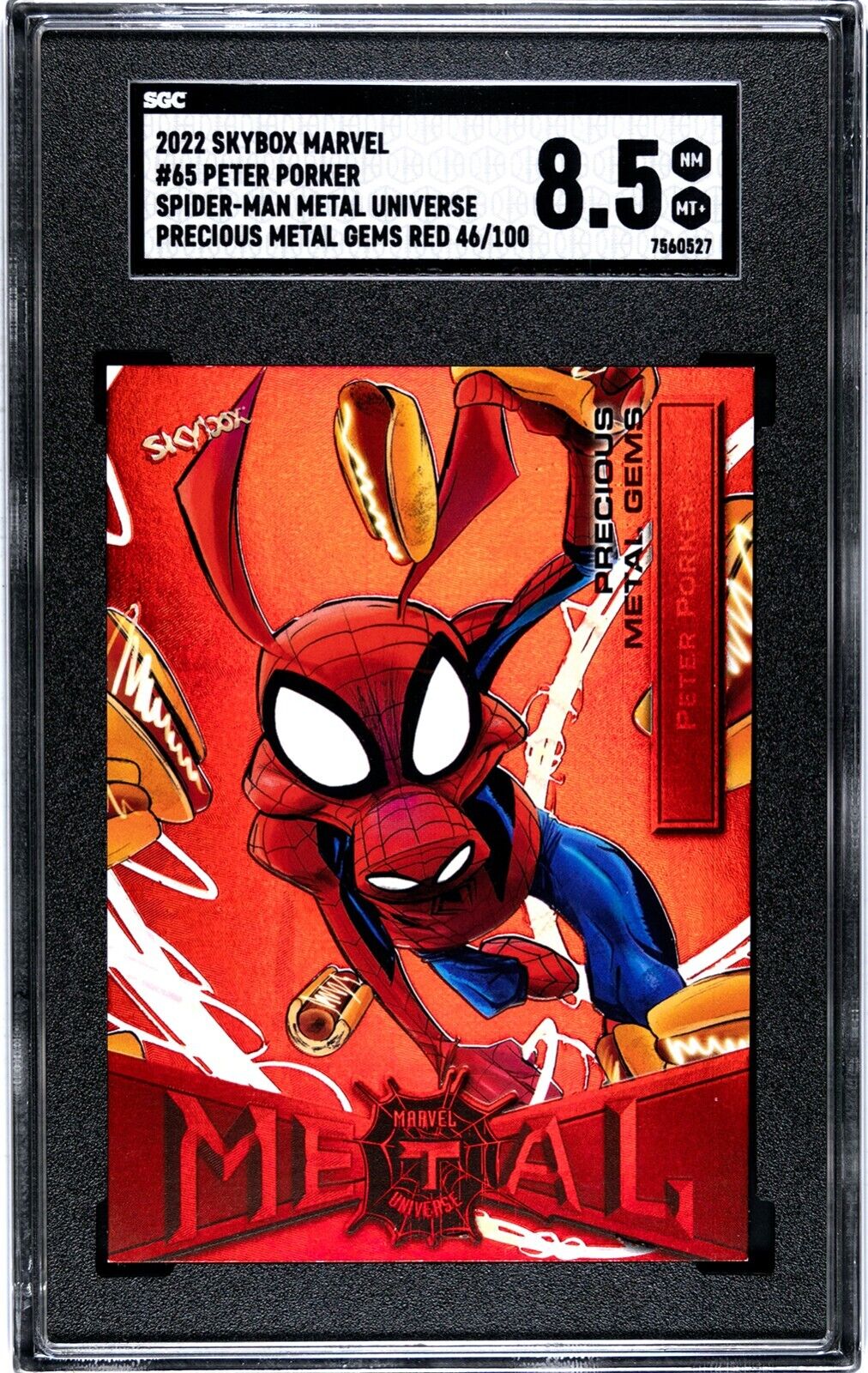 2022 Upper Deck Marvel Metal Universe Spider-Man PMG Red 46/100 Peter Porker #65
