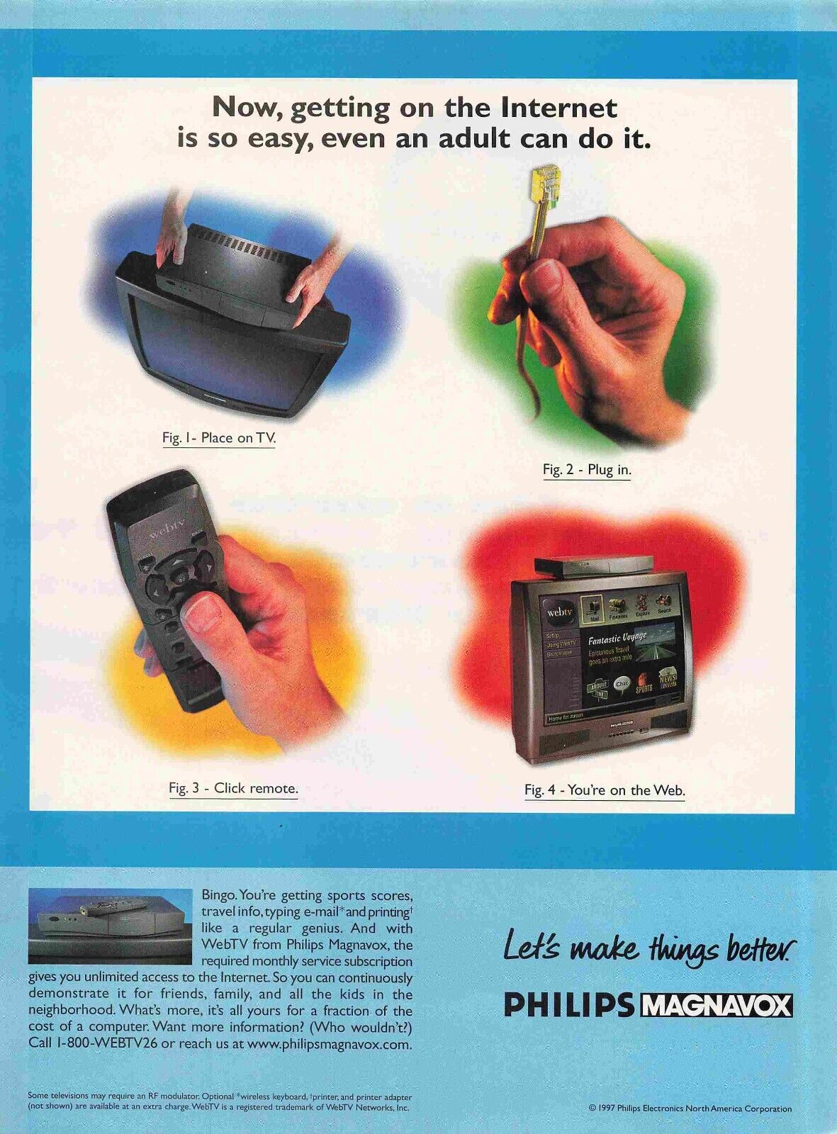 Philips Magnavox Webtv Instruction Ad 1990S Vtg Print Advertisement 8X11