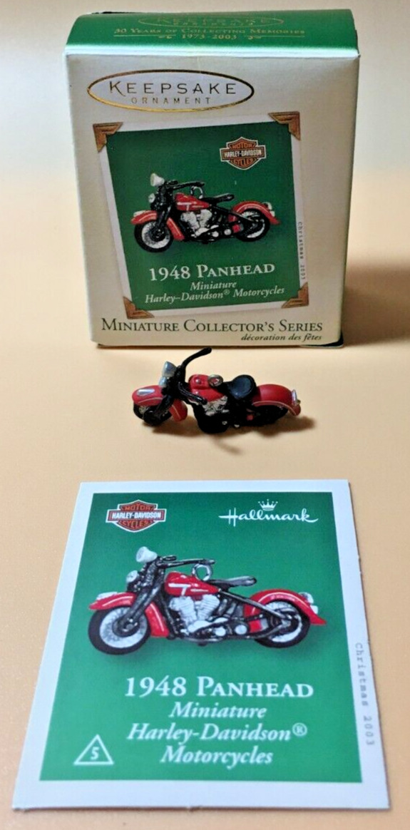 Harley Davidson-Motorcycles Miniature - 1948 Panhead, Hallmark Ornament 2003-NEW