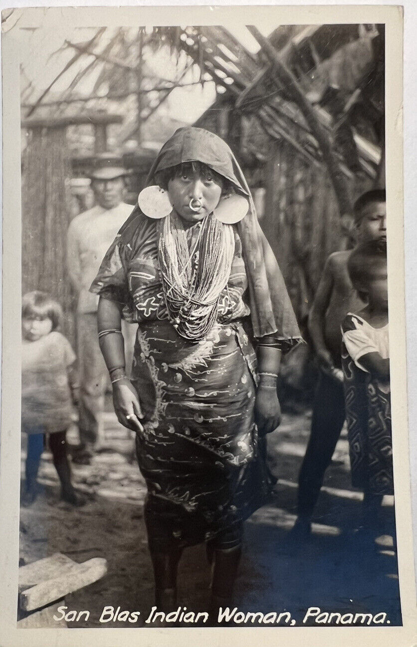 1941 SAN BLAS INDIAN WOMAN PANAMA Postcard Colon Province Manzillo Island A8