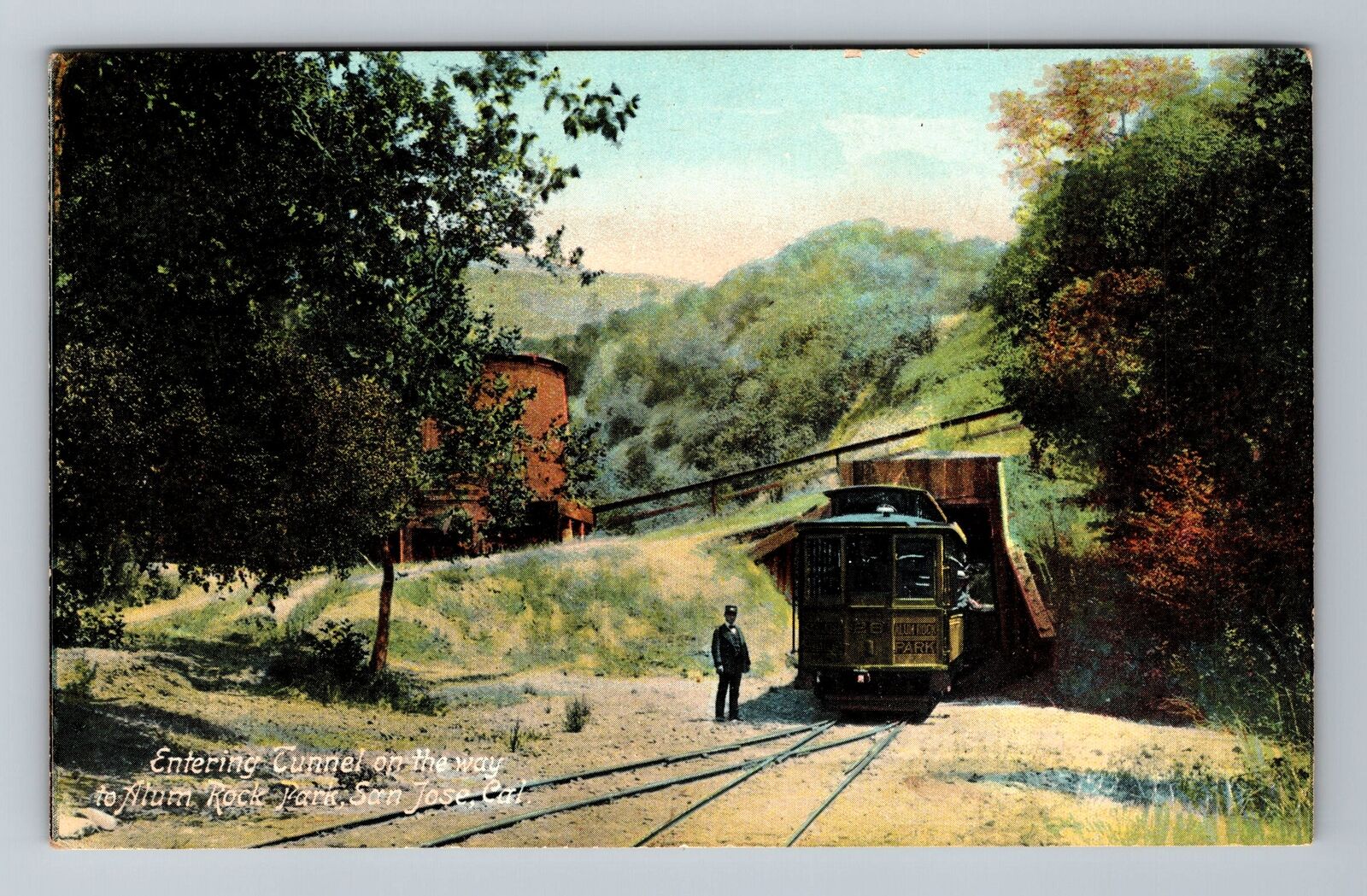 San Jose CA-California, Entering Tunnel, Scenic Train, Vintage Postcard