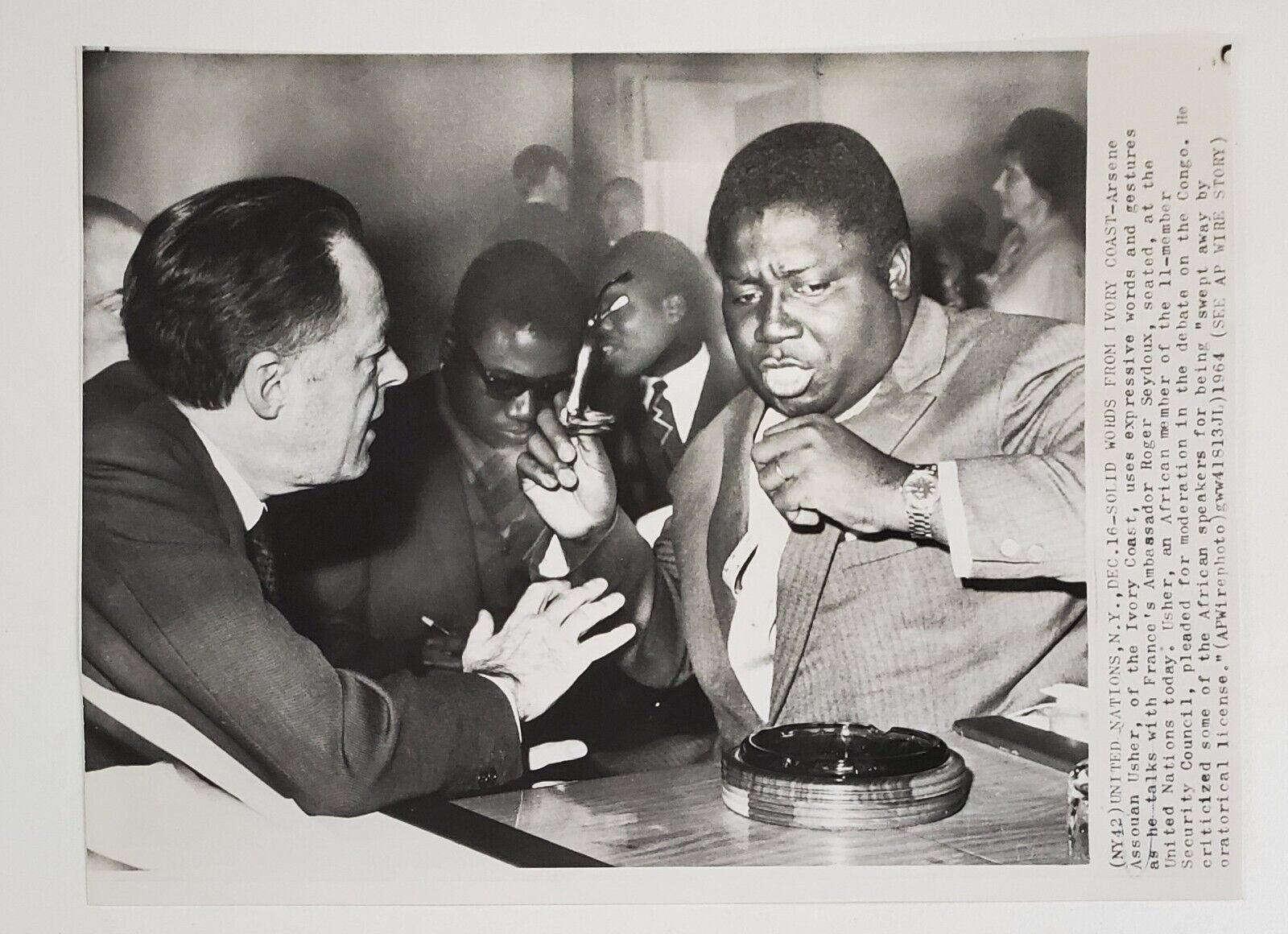 1964 United Nations NY Assouan Usher Ivory Coast Africa Vtg Press Wire Photo